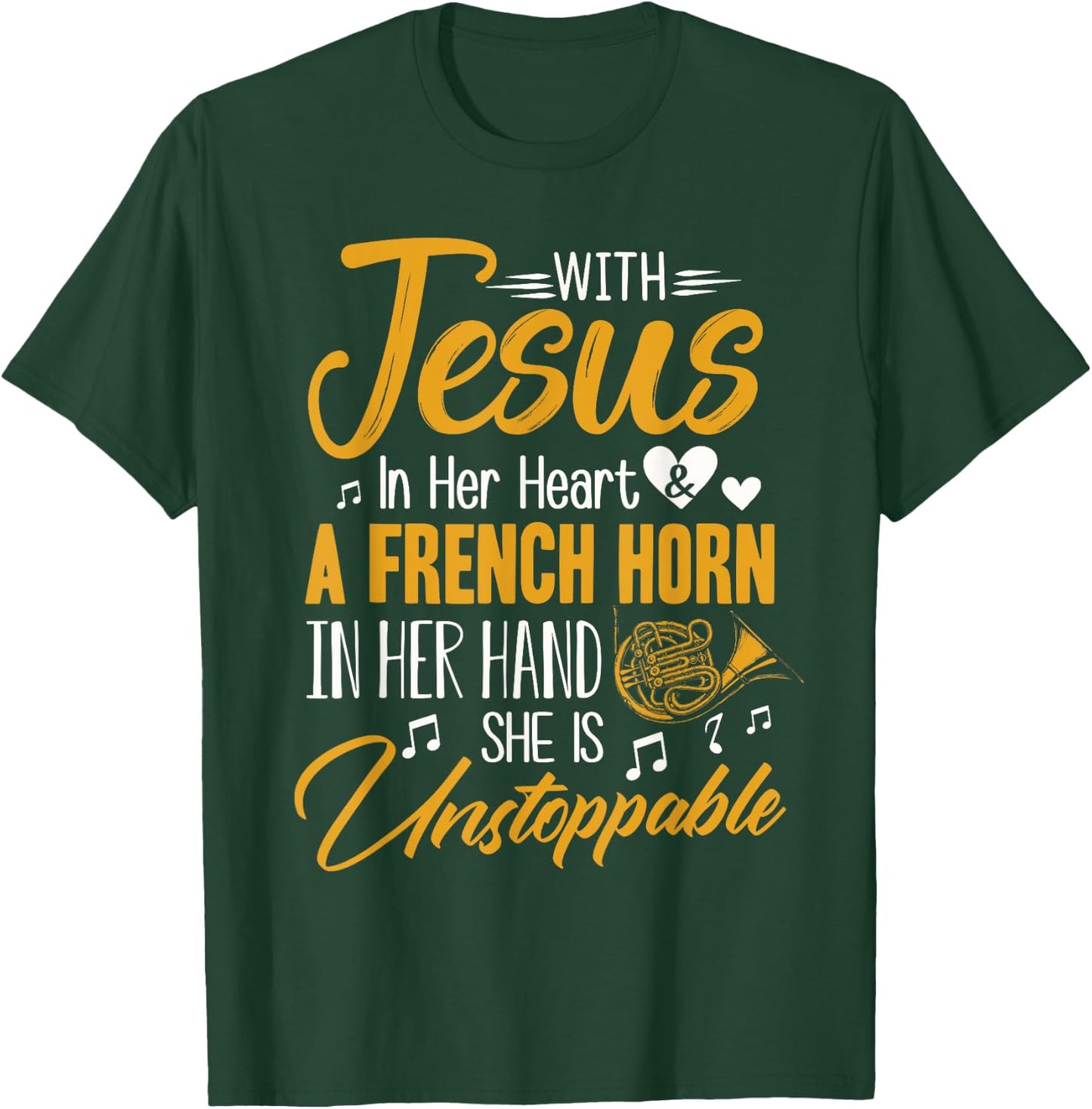 French Horn Shirt With Jesus In Her Heart French Horn Band T-Shirt - T-Shirt | Forest