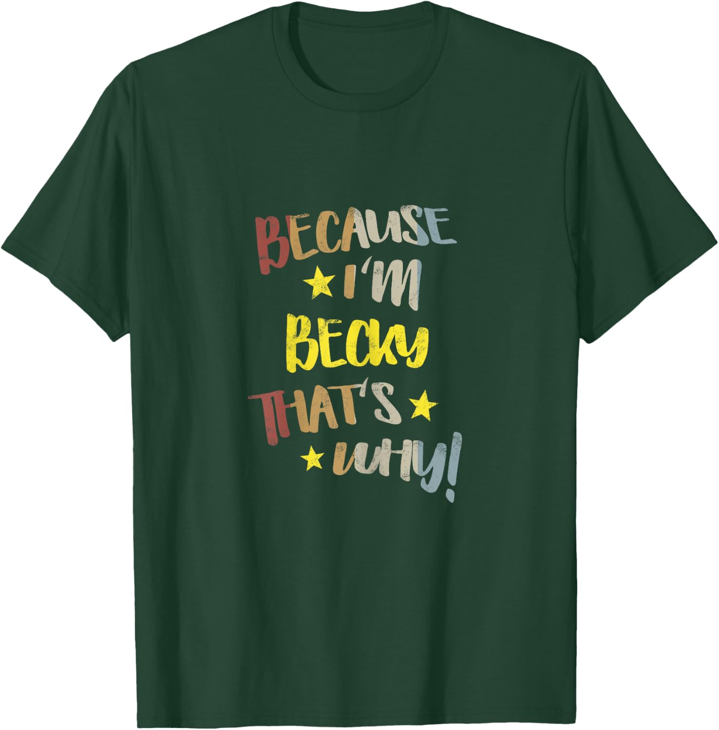 Because I'm Becky That's Why Retro Vintage Name Gift T-Shirt - T-Shirt | Forest