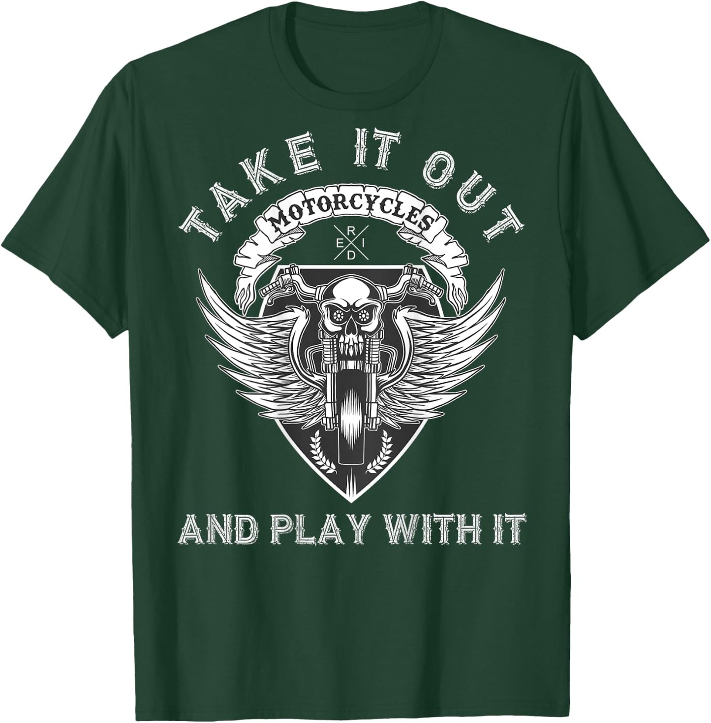 Funny Biker Quote Angel Wings Motorcycle Skull - On Back T-Shirt - T-Shirt | Forest