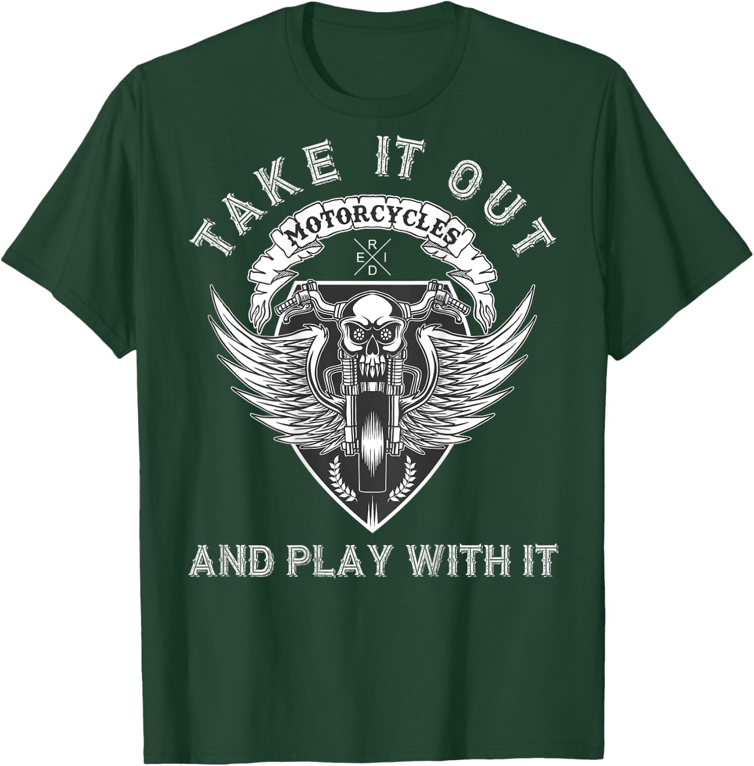 Funny Biker Quote Angel Wings Motorcycle Skull - On Back T-Shirt - T-Shirt | Forest