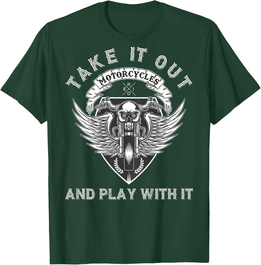 Funny Biker Quote Angel Wings Motorcycle Skull - On Back T-Shirt - T-Shirt | Forest