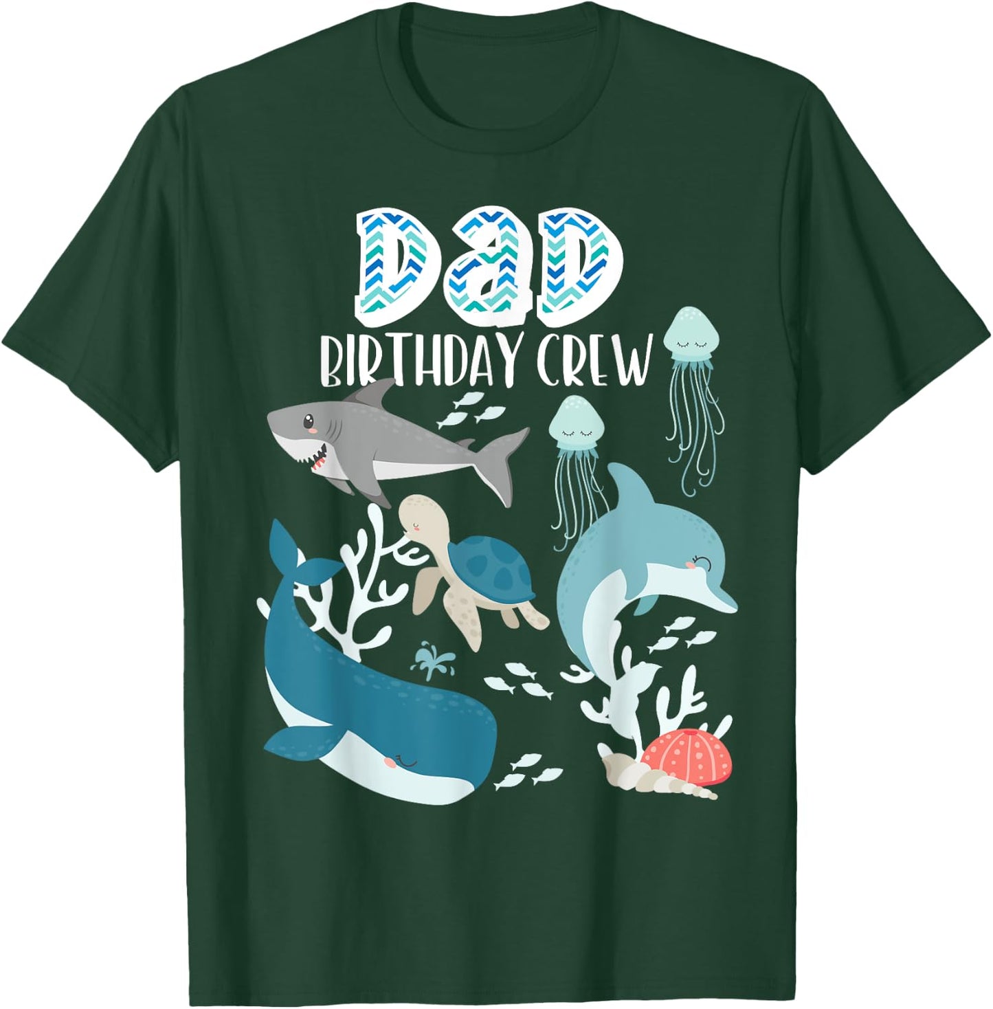Dad of the Birthday Boy Ocean Sea Animals Birthday Party T-Shirt - T-Shirt | Forest