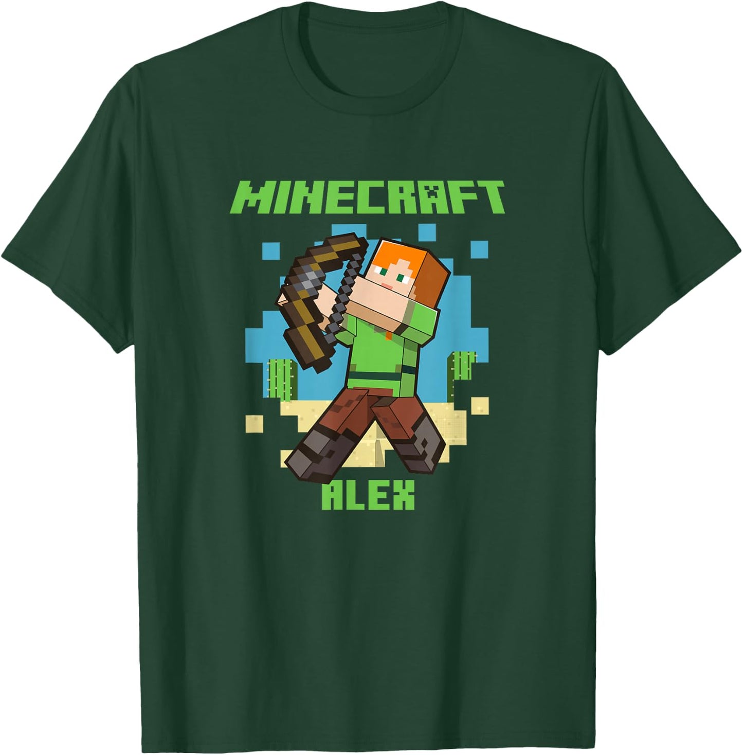 Minecraft Alex With Bow Taking Aim T-Shirt - T-Shirt | Forest