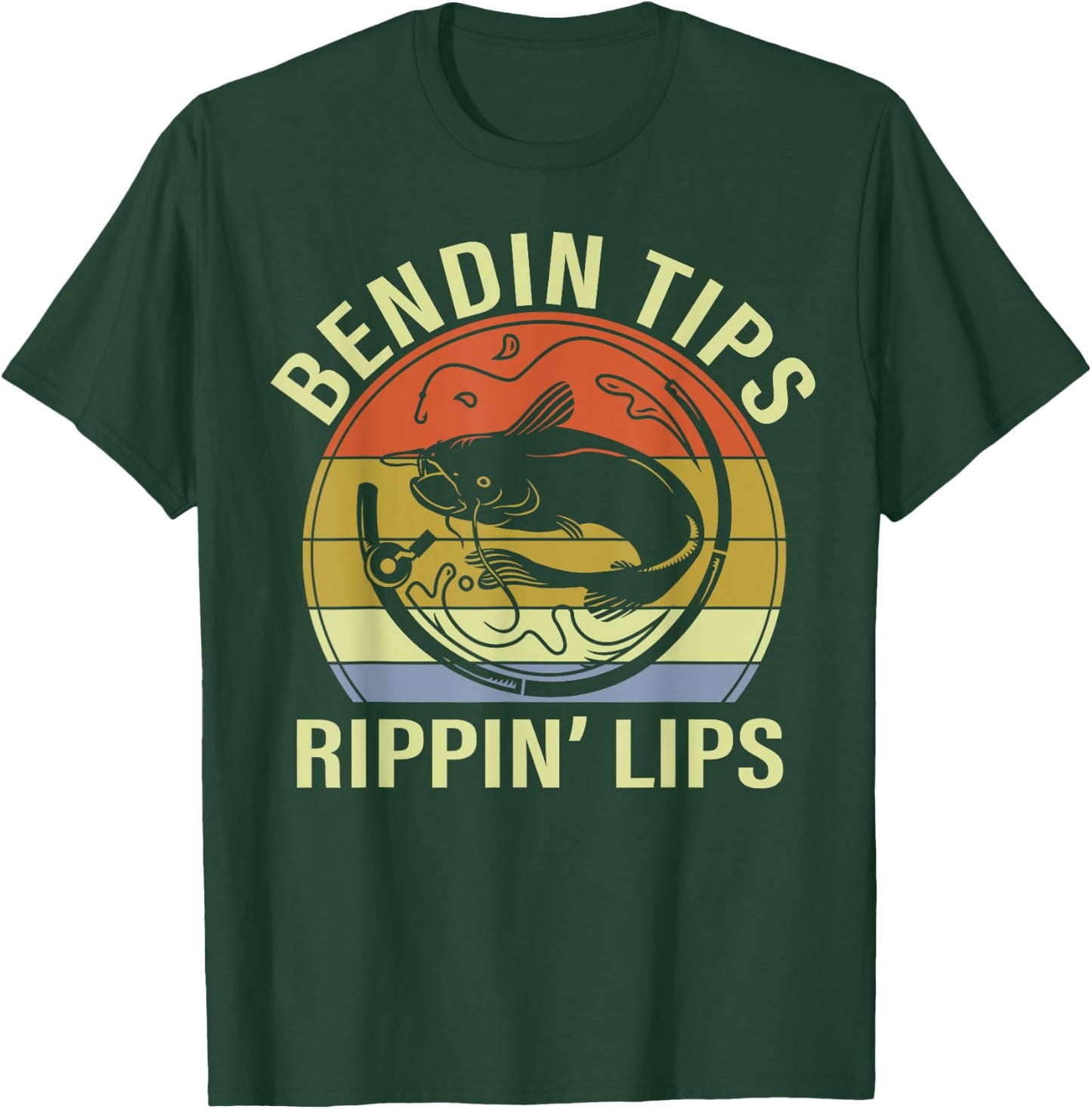 Bendin Tips Rippin Lips funny fishing T-Shirt - T-Shirt | Forest