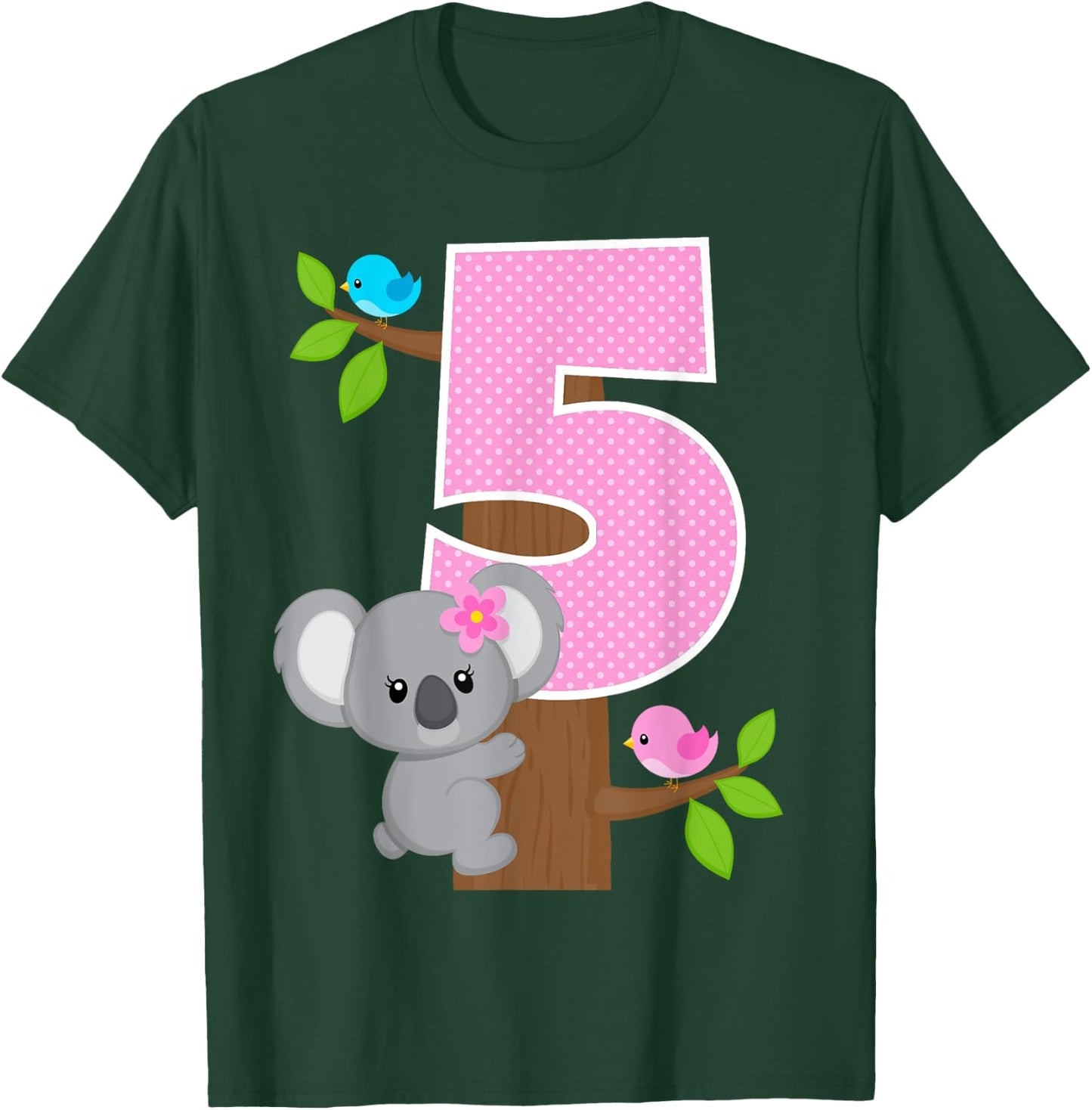 Koala Bear 5th Birthday Girl 5 Year Old Birthday Koalas Bday T-Shirt - T-Shirt | Forest