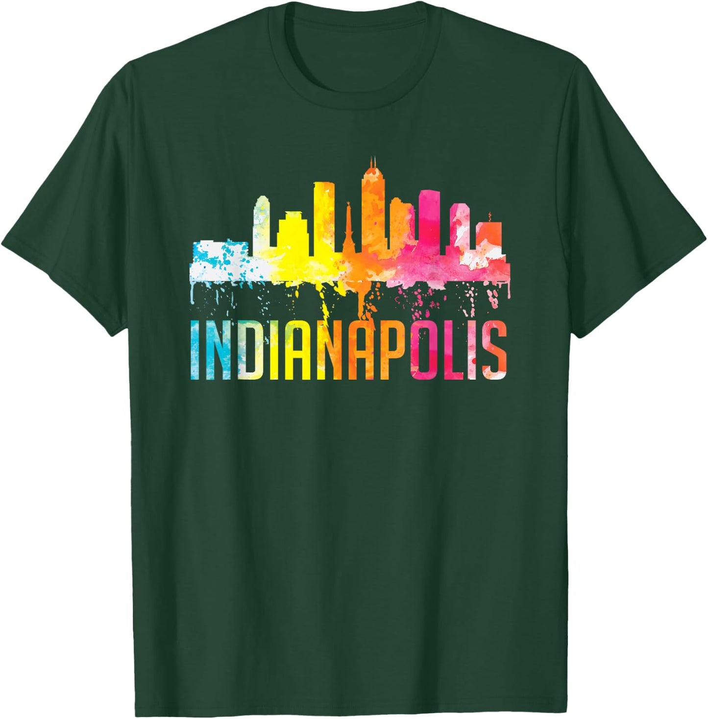 Indianapolis Indiana Watercolor City Skyline Art Souvenir T-Shirt - T-Shirt | Forest