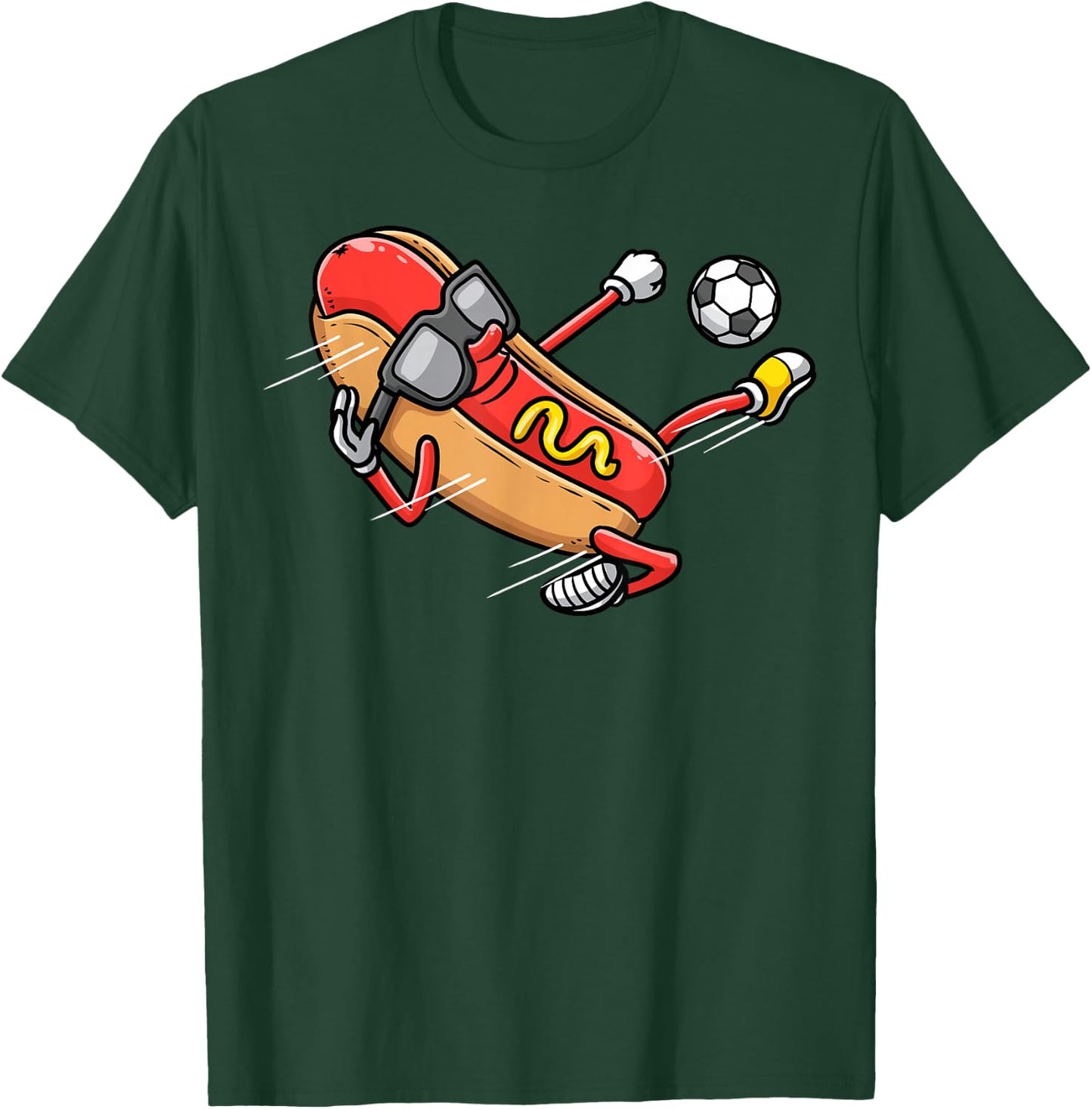 Soccer Player Hotdog Hot Dogs Playing Soccer T-Shirt - T-Shirt | Forest