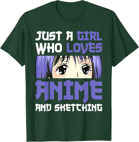 Japanese Manga Drawing Otaku Gift Girl Anime T-Shirt - T-Shirt | Forest