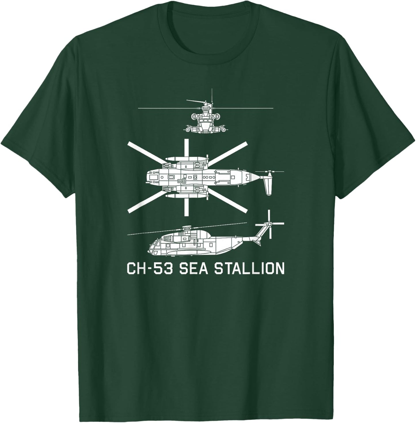 CH-53 Sea Stallion Military Helicopter Silhouette Gift T-Shirt - T-Shirt | Forest