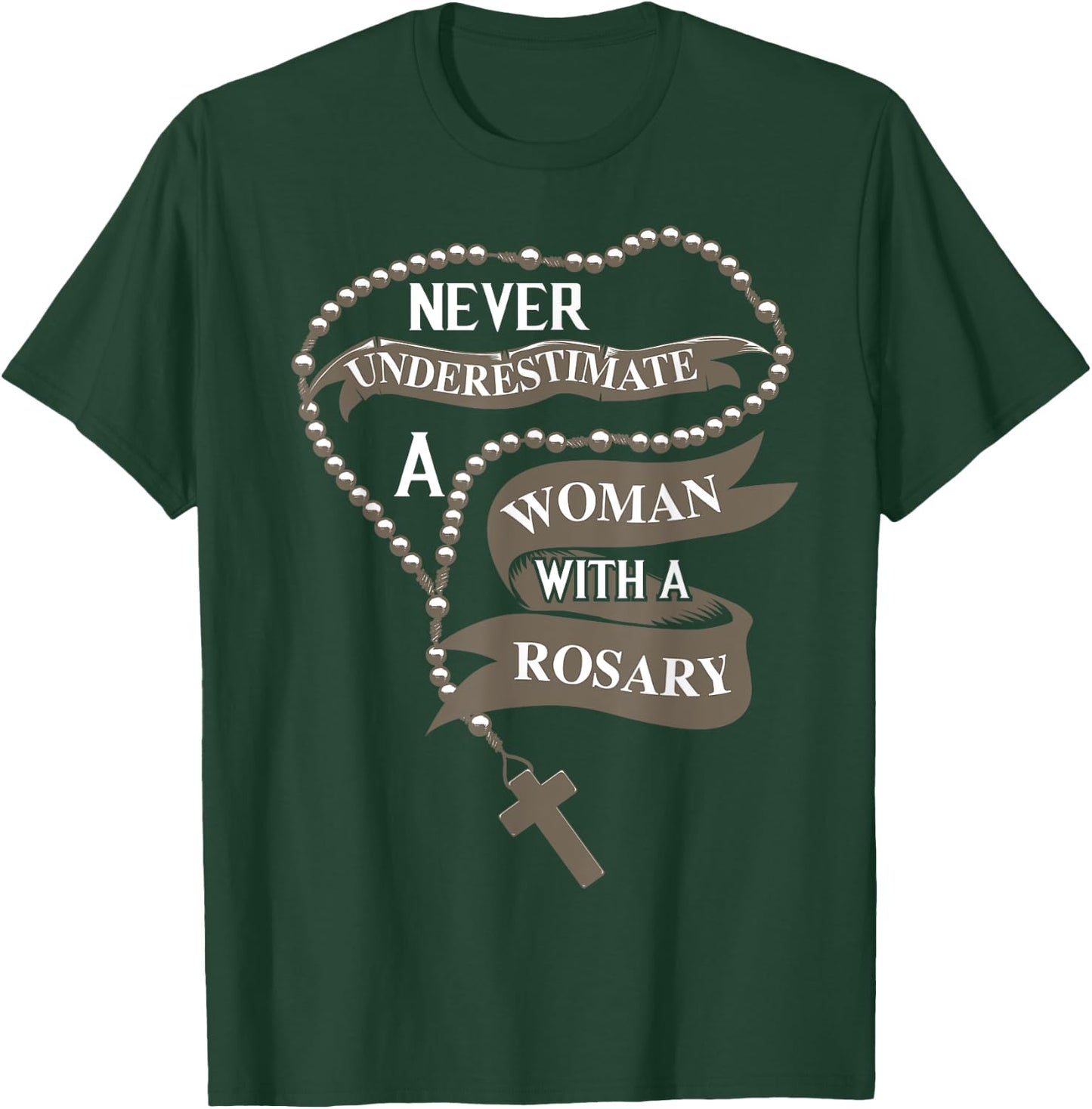 Cute Never Underestimate A Women With A Rosary Gift T-Shirt - T-Shirt | Forest