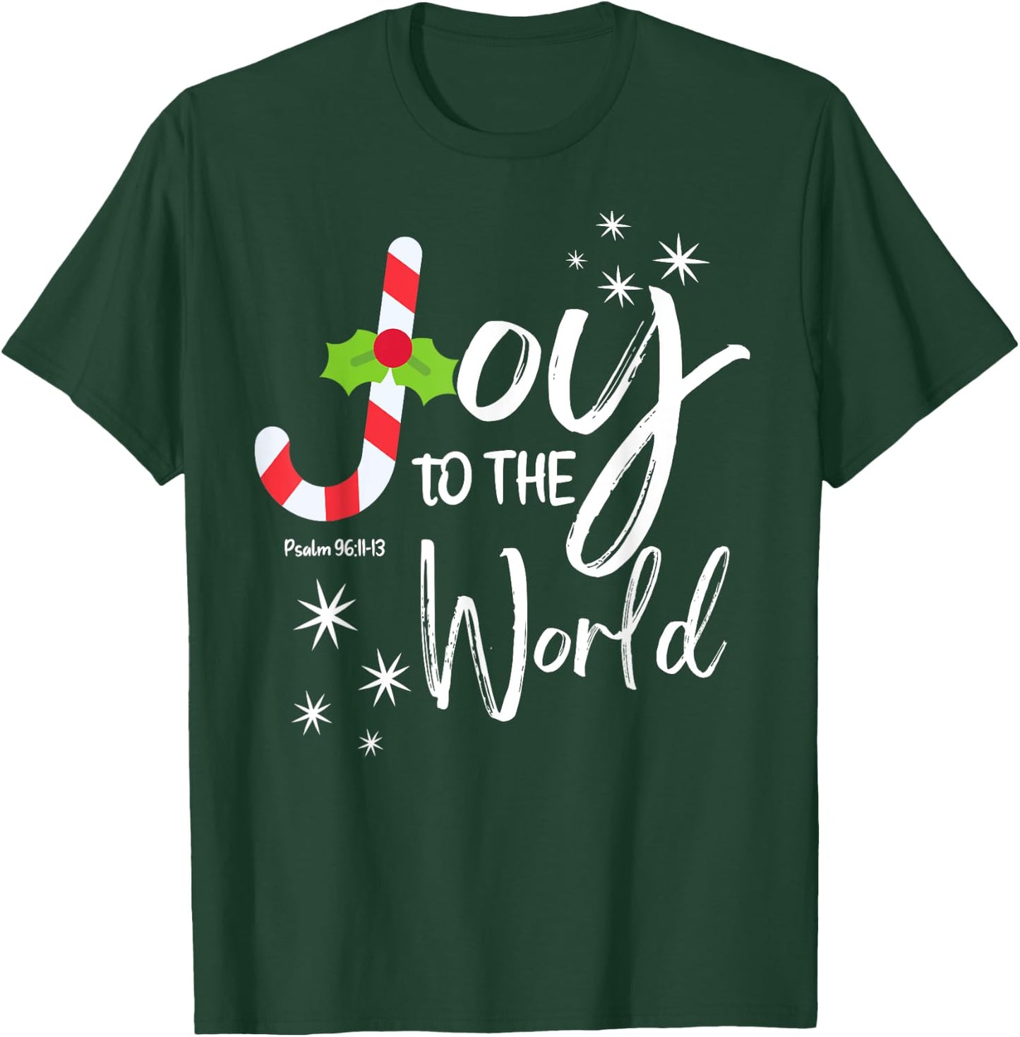 women man kids boy Joy to the World Candy Cane Christmas T-Shirt - T-Shirt | Forest
