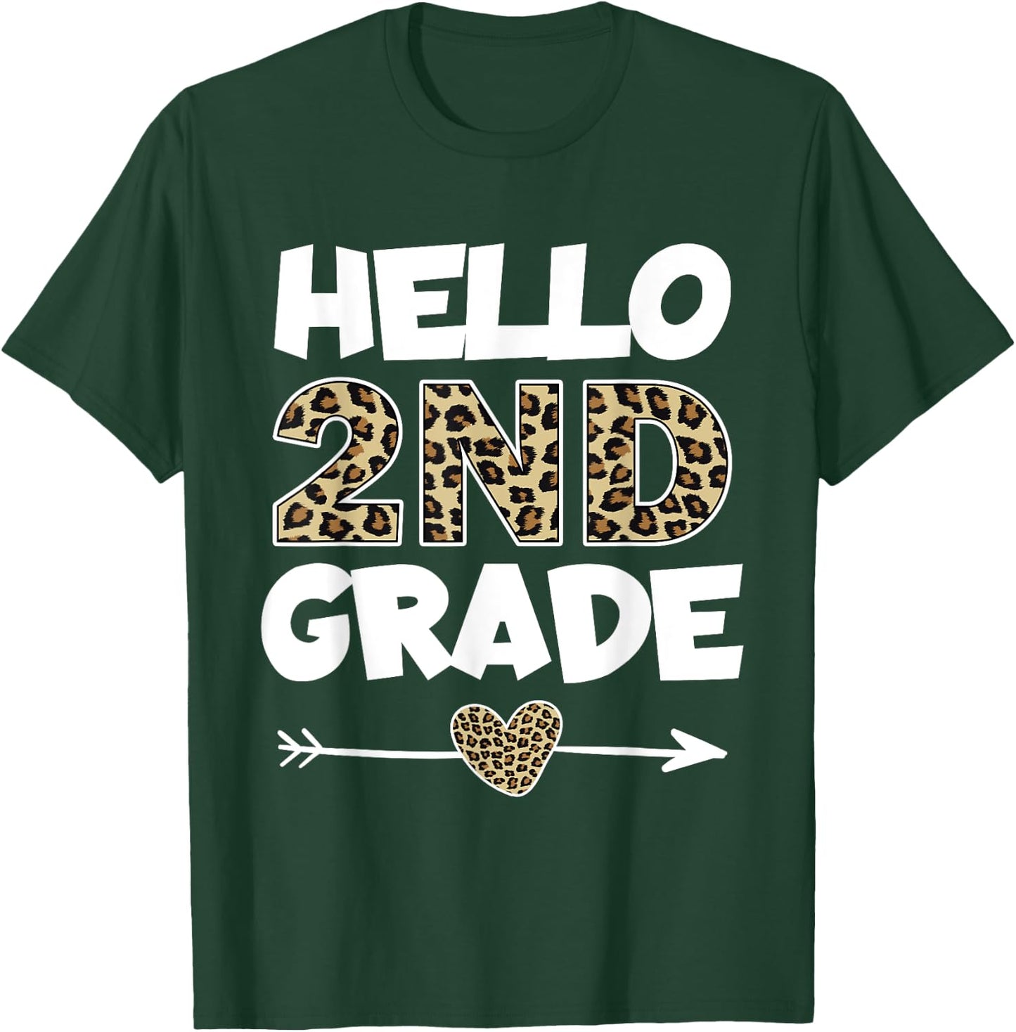 Hello 2nd Grade Leopard Print Second Grade Teacher Kids Gift T-Shirt - T-Shirt | Forest