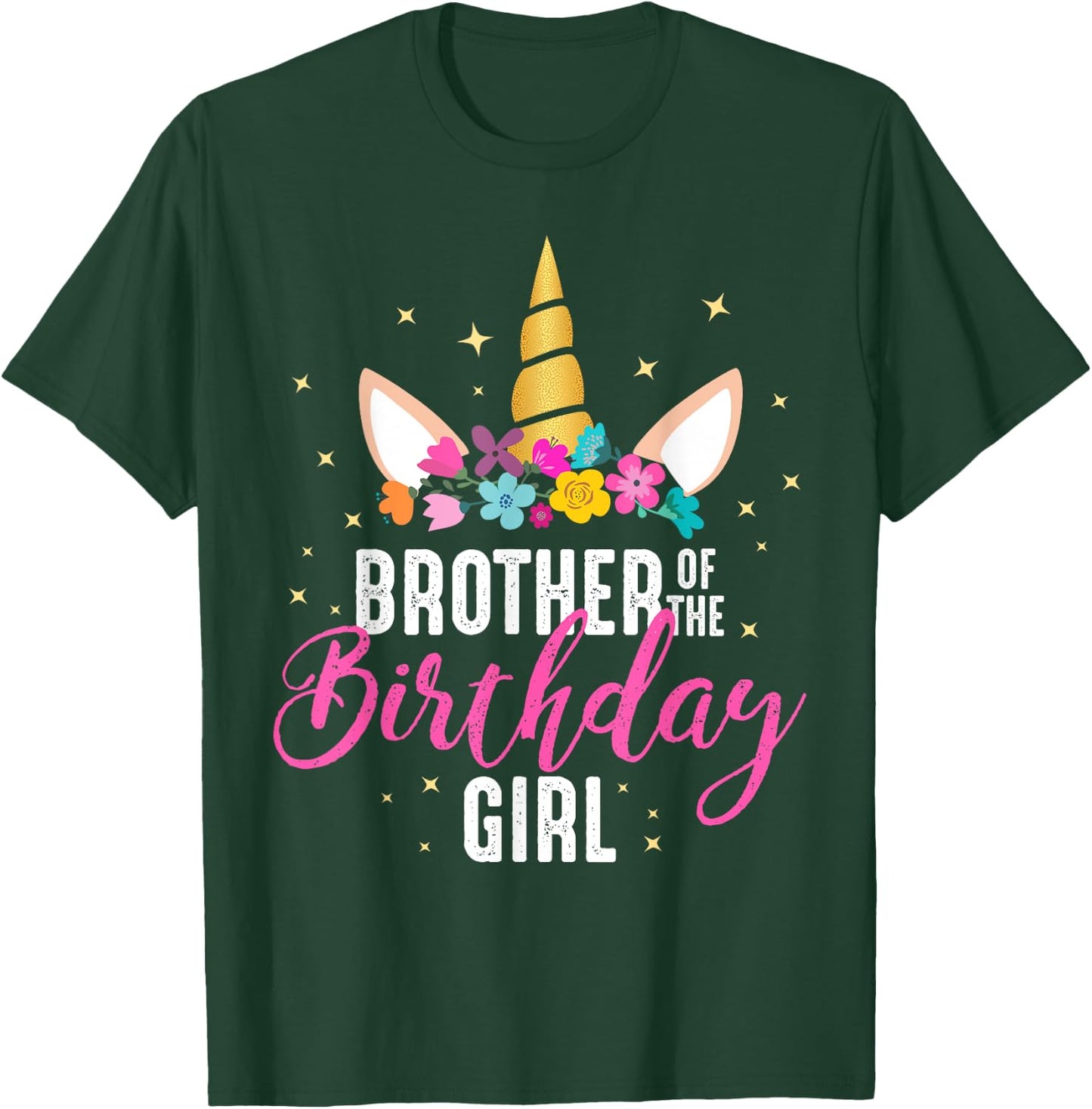 Brother Of The Birthday Girl Sibling Gift Unicorn Birthday T-Shirt - T-Shirt | Forest