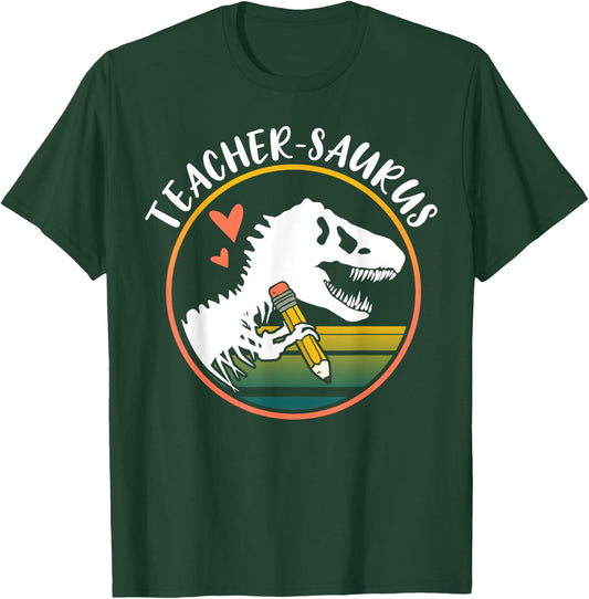 Teacher-saurus Funny Dinosaur Teacher design T-Rex design Men Women T-Shirt - T-Shirt | Forest