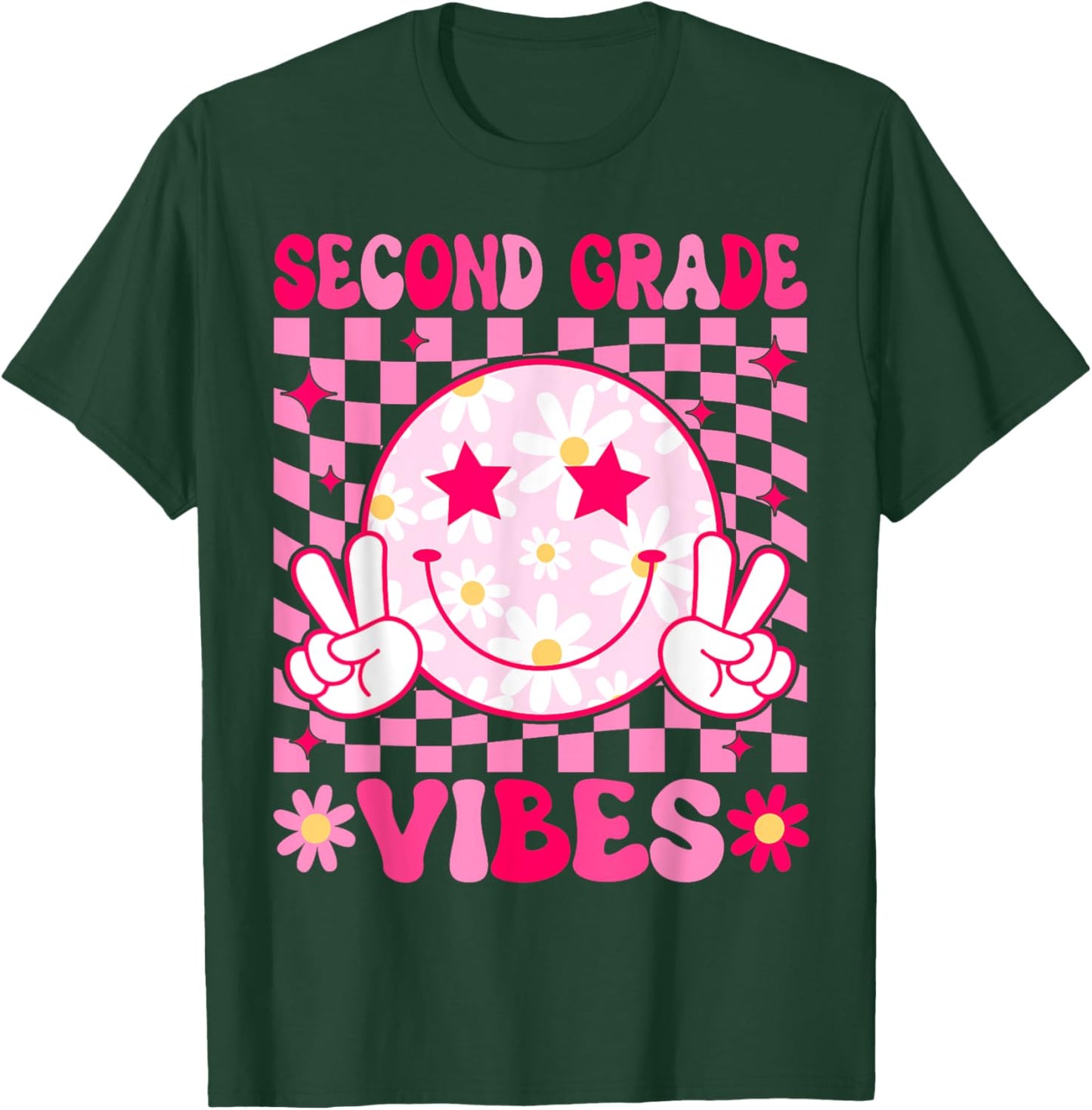 Second Grade Vibes Back To School 2nd Grade Teacher Students Women Kids T-Shirt - T-Shirt | Forest