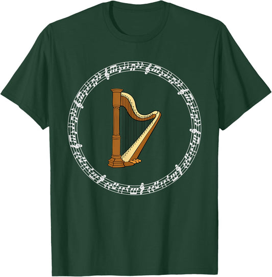 Classic Music Irish Harp Player Musical Notes Ireland Gift T-Shirt - T-Shirt | Forest