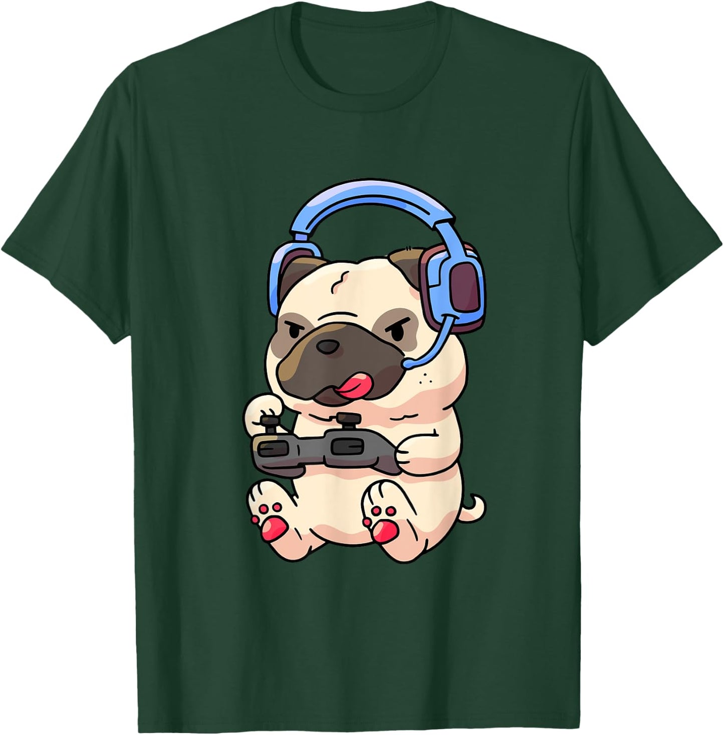 Gamer Pug Gaming Pugs Video Game Gift Small T-Shirt - T-Shirt | Forest