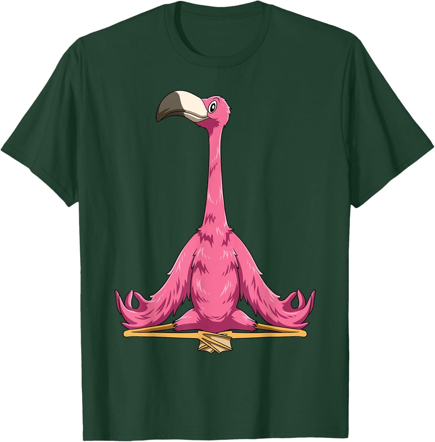 Flamingo Yoga Pose Flamingo Meditation Flamingo Doing Yoga T-Shirt - T-Shirt | Forest