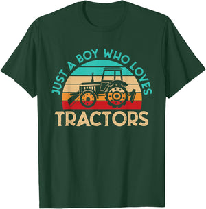 Just A Boy Who Loves Tractors Farmer T-Shirt - T-Shirt | Forest