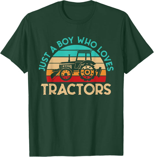 Just A Boy Who Loves Tractors Farmer T-Shirt - T-Shirt | Forest