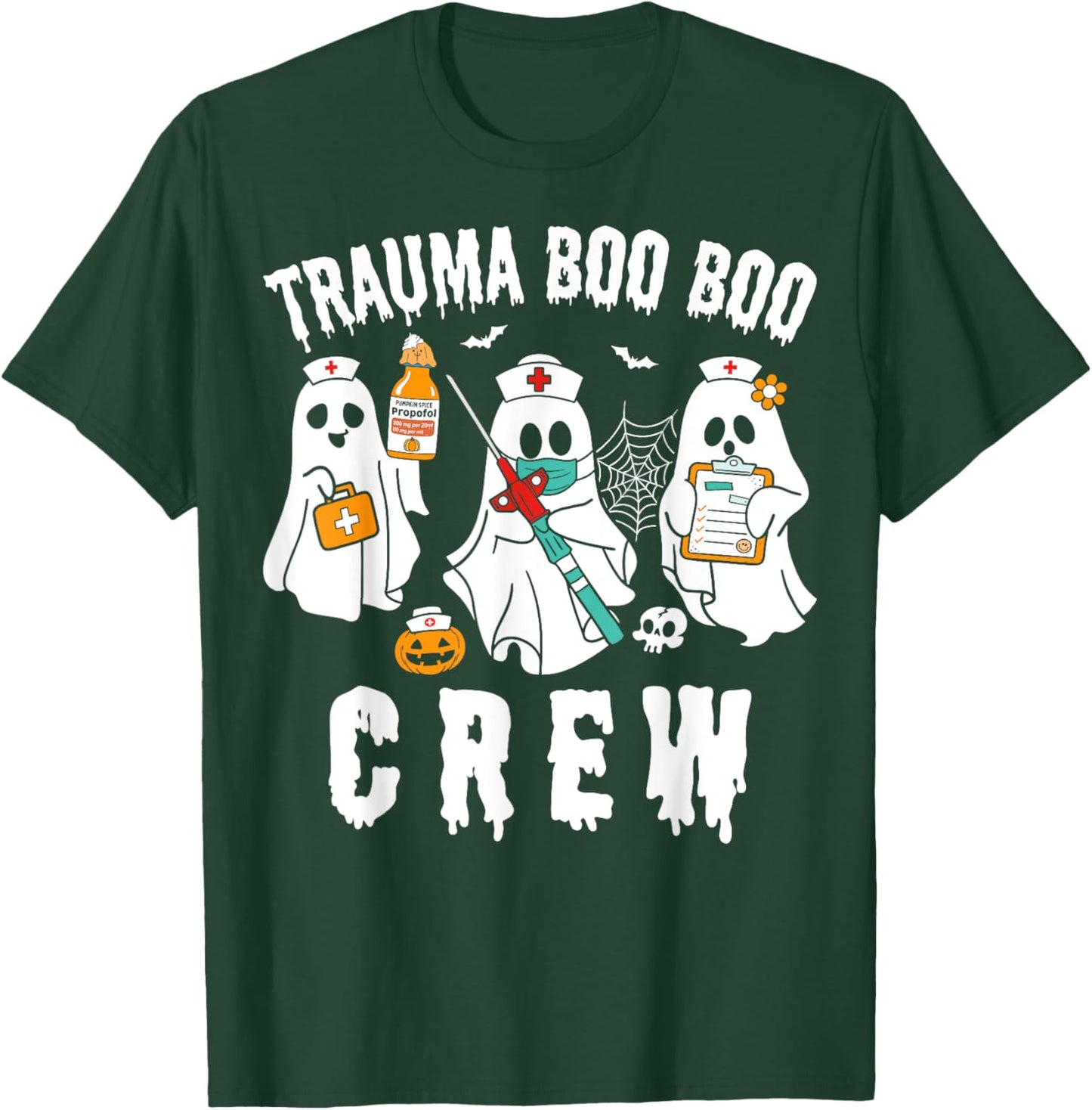 Groovy Trauma Boo Crew Funny Halloween Nurse T-Shirt - T-Shirt | Forest