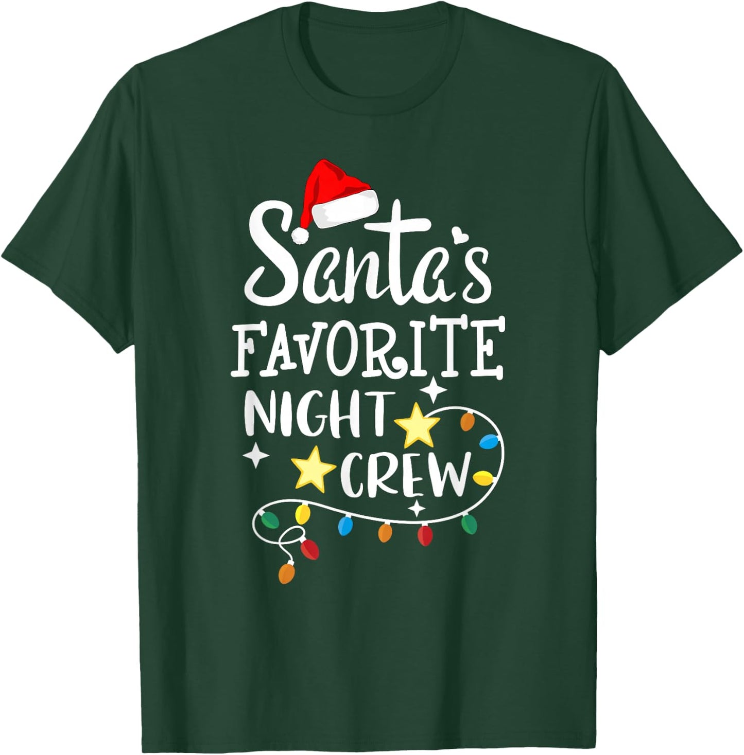 Santa's Favorite Night Crew Christmas Night Shift Nurse Crew T-Shirt - T-Shirt | Forest