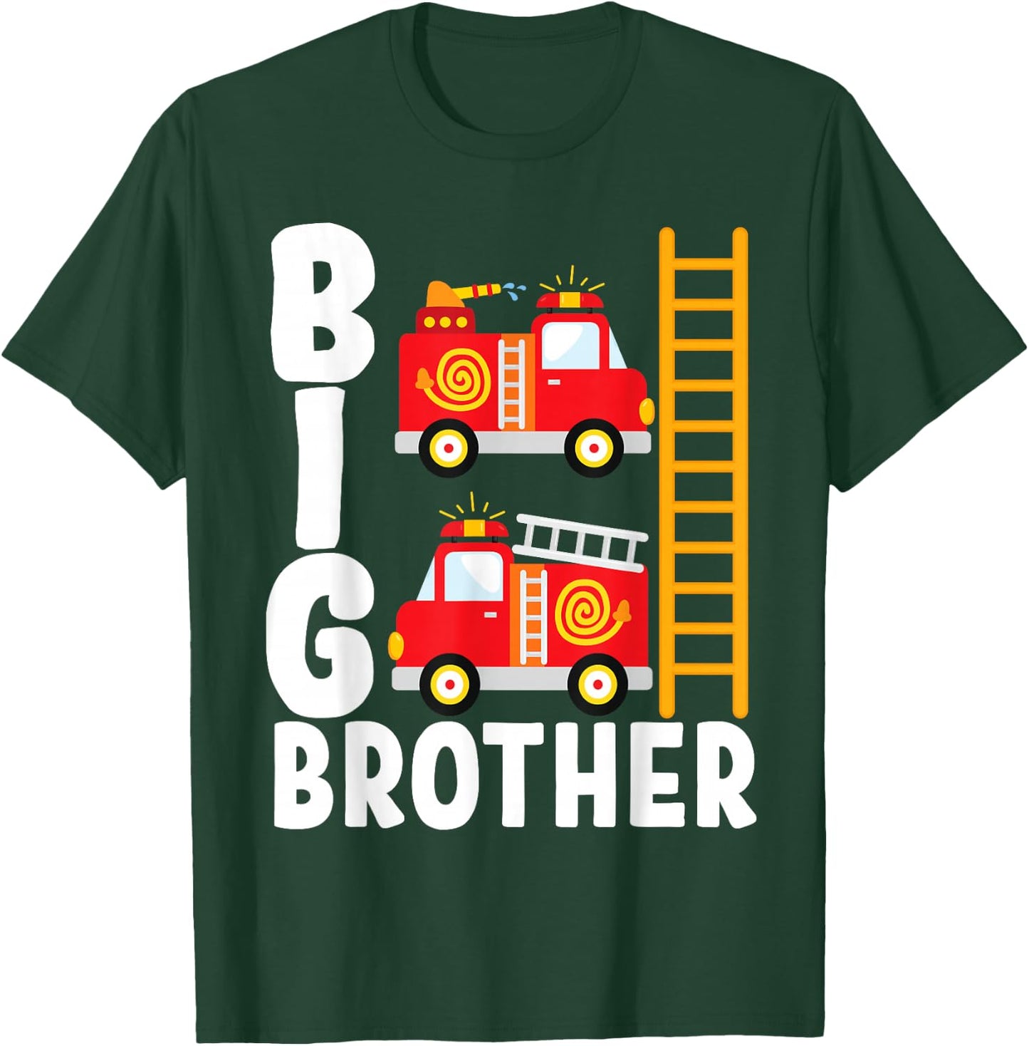 Boy's Fire Truck Fire Theme Big Brother Fire Engine T-Shirt - T-Shirt | Forest