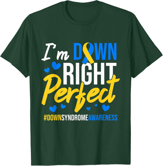 iRockstar Design Down Right Perfect World Down Syndrome Awareness Day Ribbon Black Small T-Shirt - T-Shirt | Forest