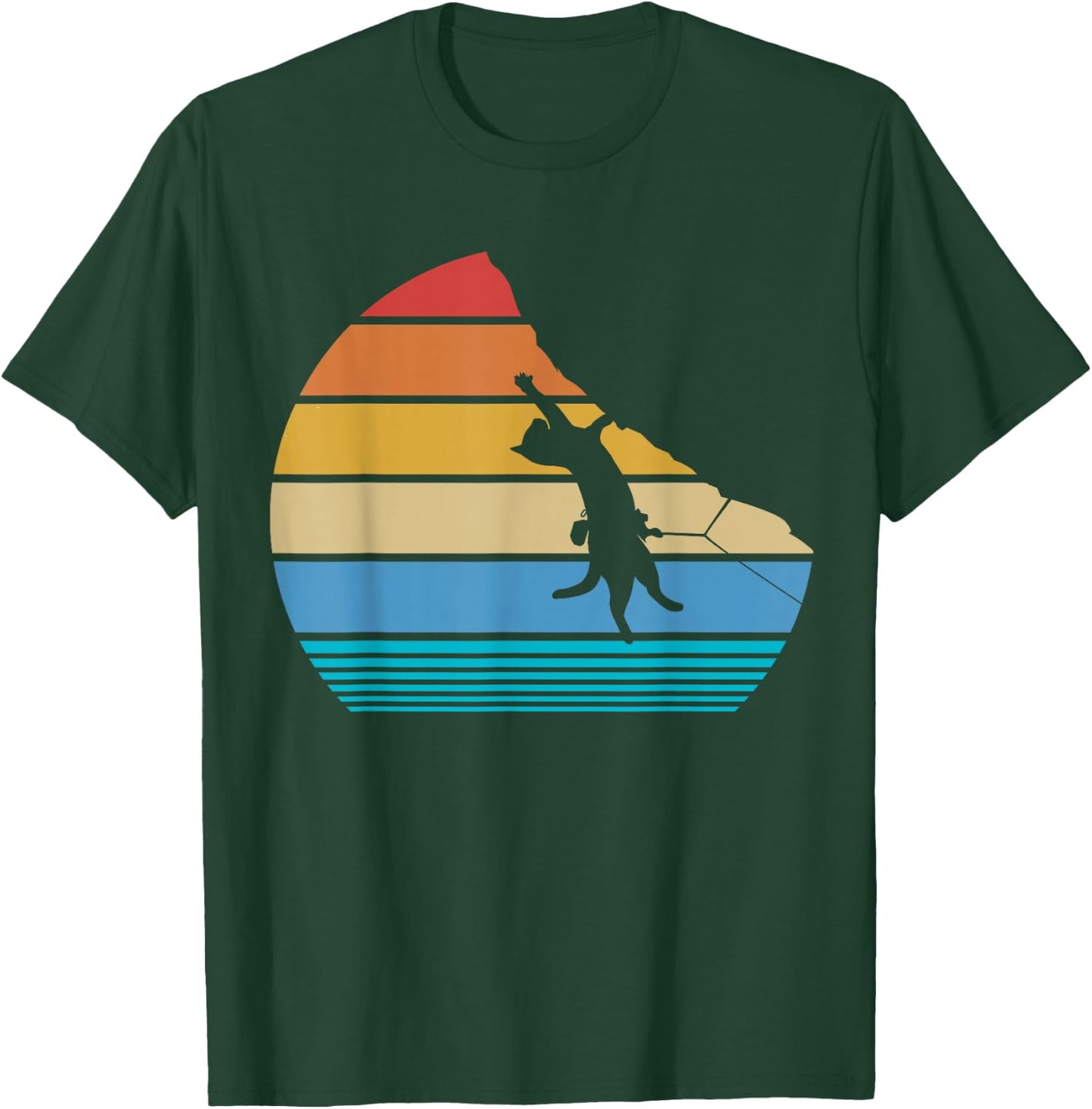 Retro Cat Climbing Meowtain Vintage Kitty Gift Rock Climber T-Shirt - T-Shirt | Forest