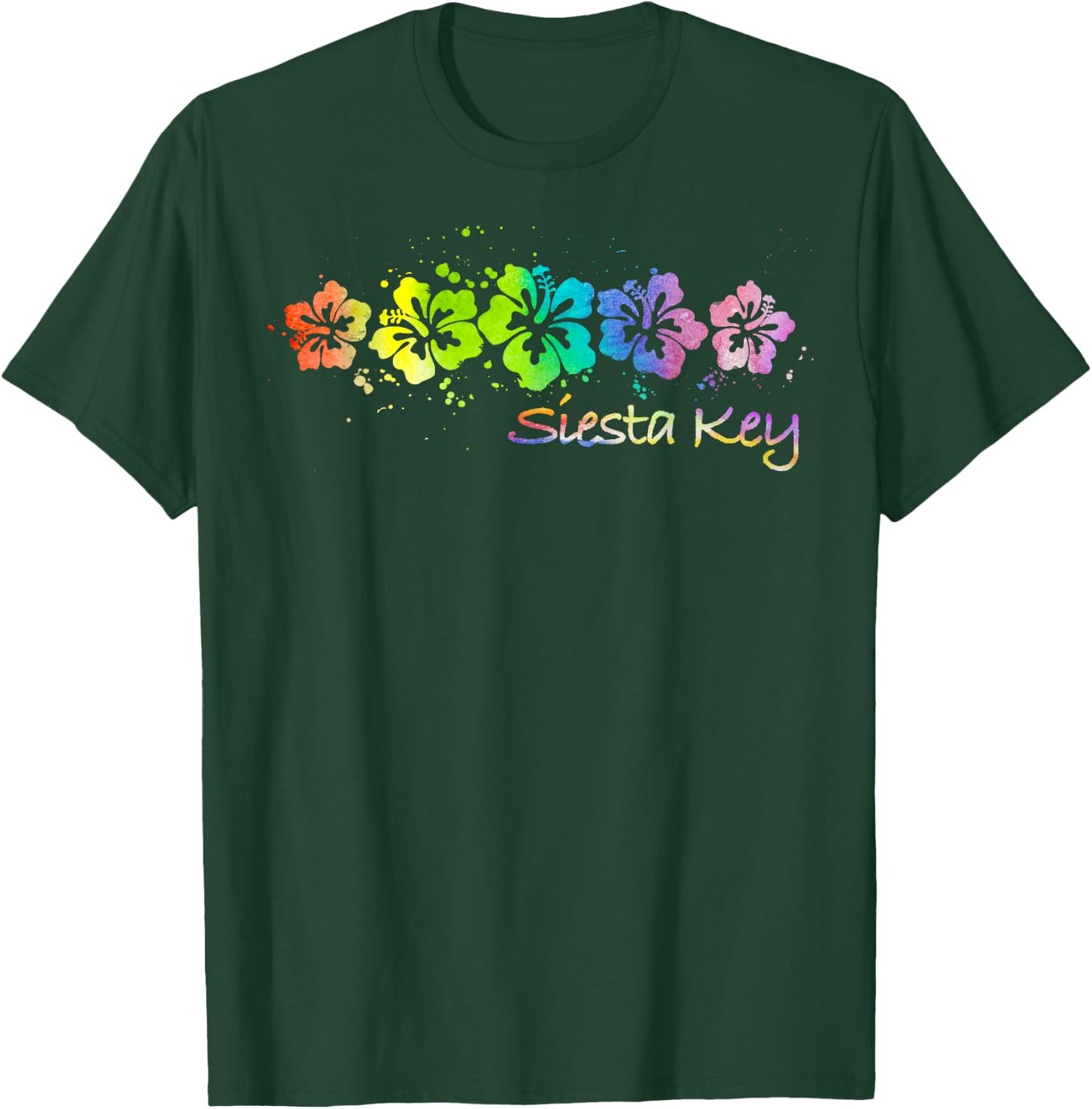 Siesta Key Watercolor Beach & Surf T-Shirt - T-Shirt | Forest