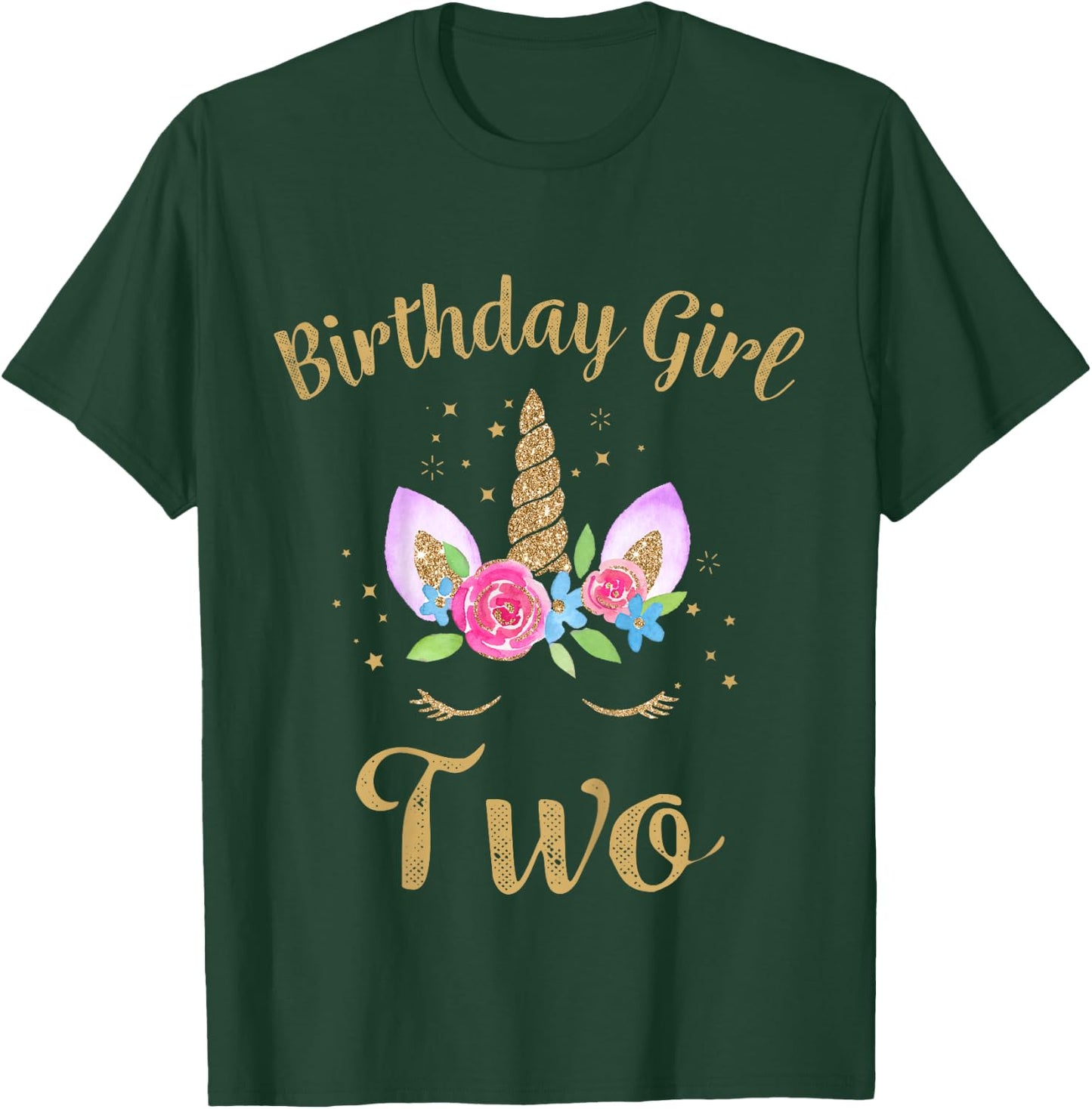 Kids 2 Year Old Birthday Girl Unicorn Shirt 2nd Birthday Outfit T-Shirt - T-Shirt | Forest