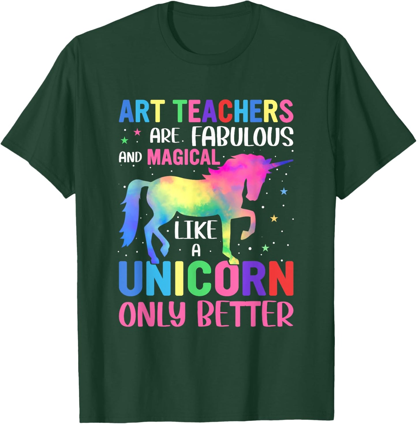 Art Teacher Unicorn Men Women Funny School Teachers T-Shirt - T-Shirt | Forest