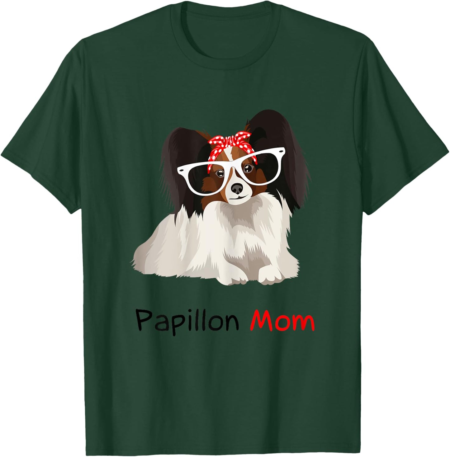Papillon Mom Bandana Papillon Dog T-Shirt - T-Shirt | Forest