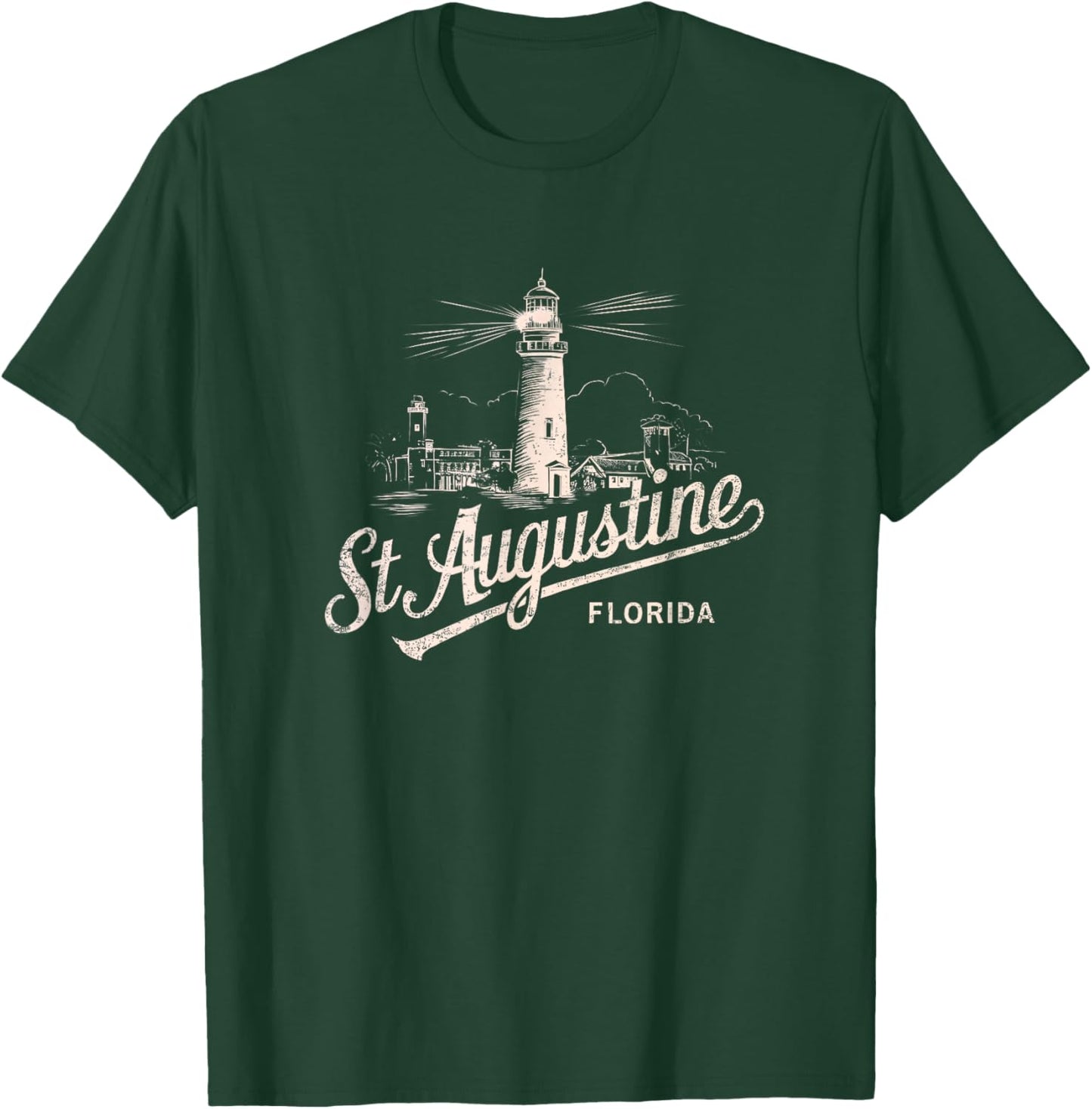 St Augustine Florida Lighthouse Vintage Artwork T-Shirt - T-Shirt | Forest