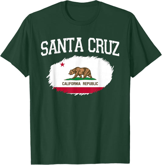 SANTA CRUZ CA CALIFORNIA Flag Vintage USA Sports Men Women T-Shirt - T-Shirt | Forest