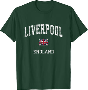 Liverpool England Vintage Athletic Sports Design T-Shirt - T-Shirt | Forest