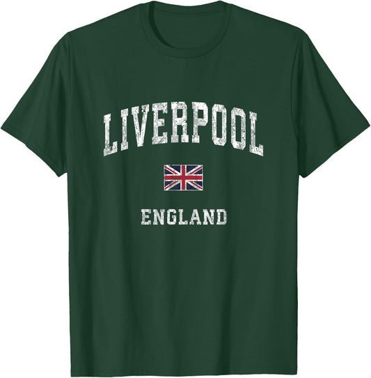 Liverpool England Vintage Athletic Sports Design T-Shirt - T-Shirt | Forest