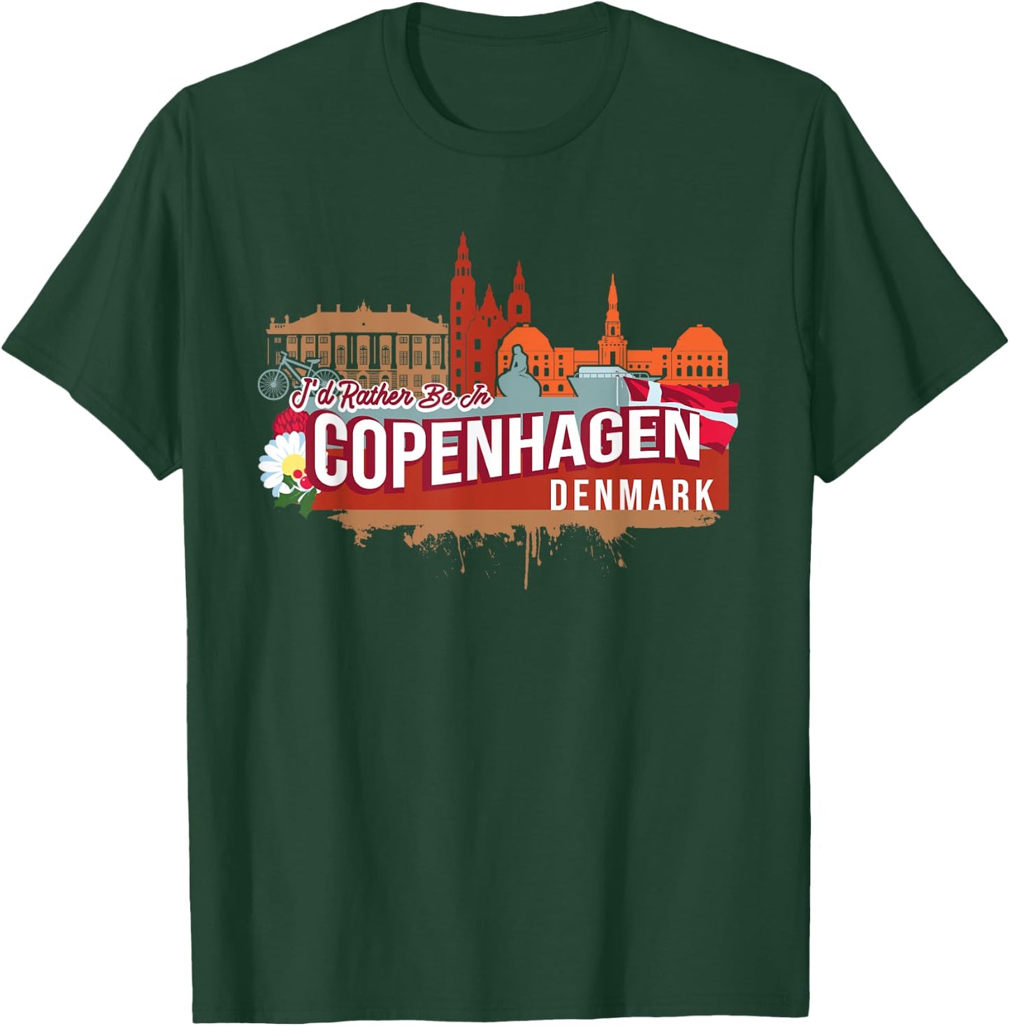 I'd Rather Be In Copenhagen Denmark Vintage Souvenir T-Shirt - T-Shirt | Forest