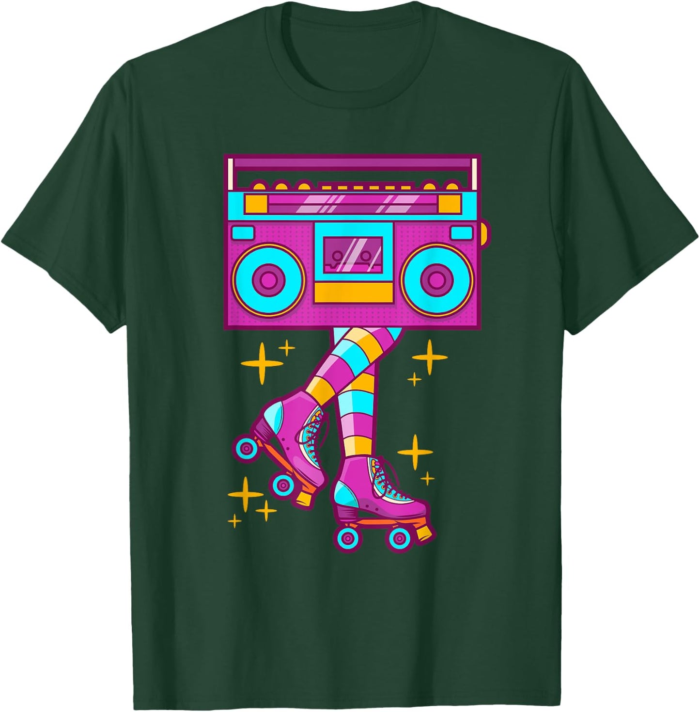 Retro Rollerskates Funny 80's Roller Disco Skating Girl Gift T-Shirt - T-Shirt | Forest