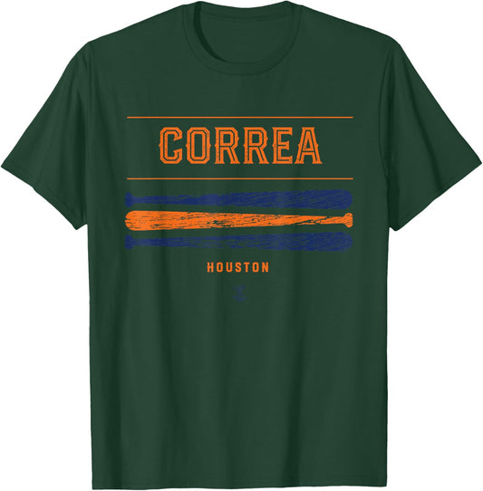 Carlos Correa Vintage Baseball Bat Gameday T-Shirt - T-Shirt | Forest