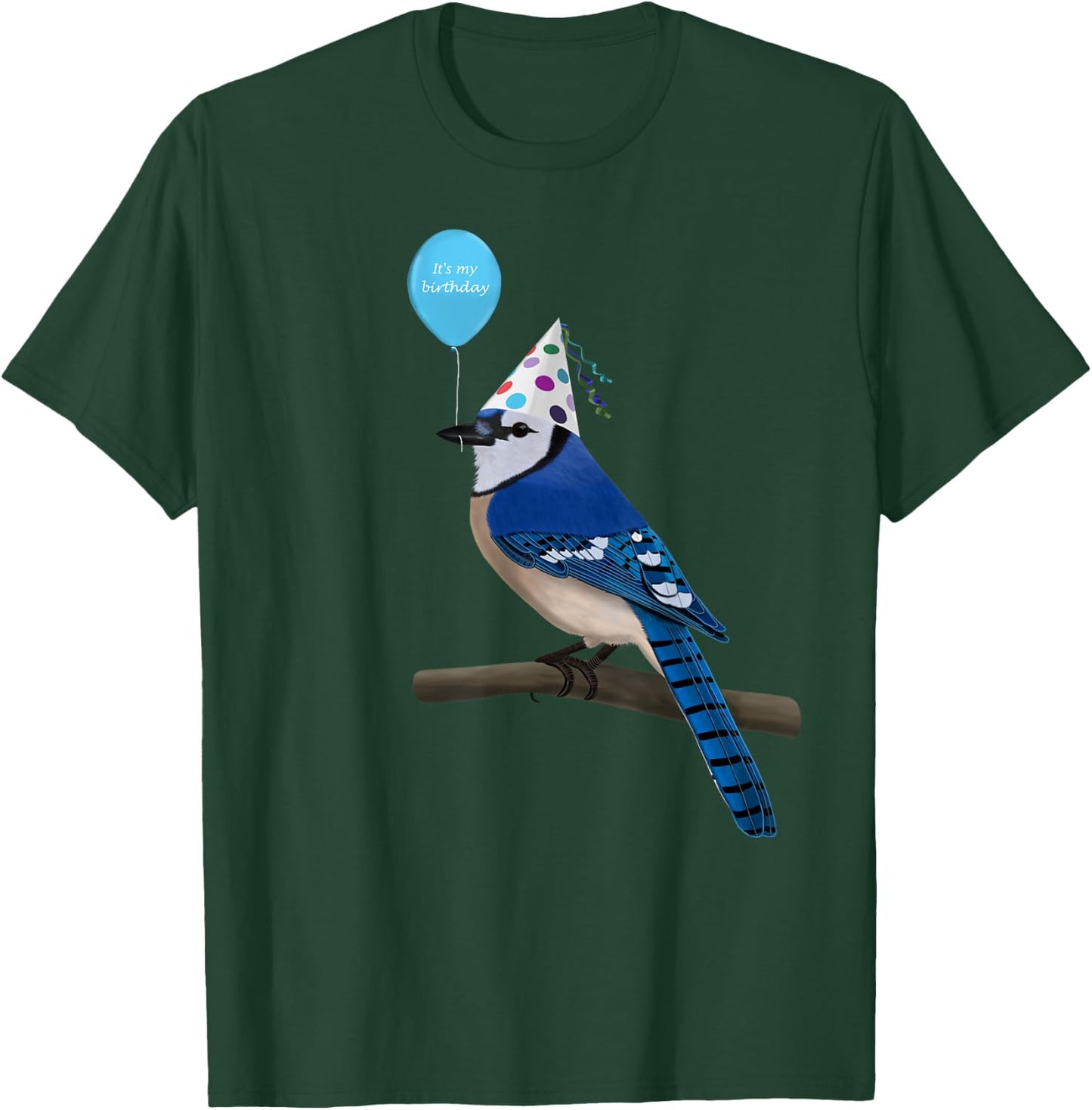 Bird Motif Blue Cow Bird Animal Drawing Birthday T-Shirt - T-Shirt | Forest