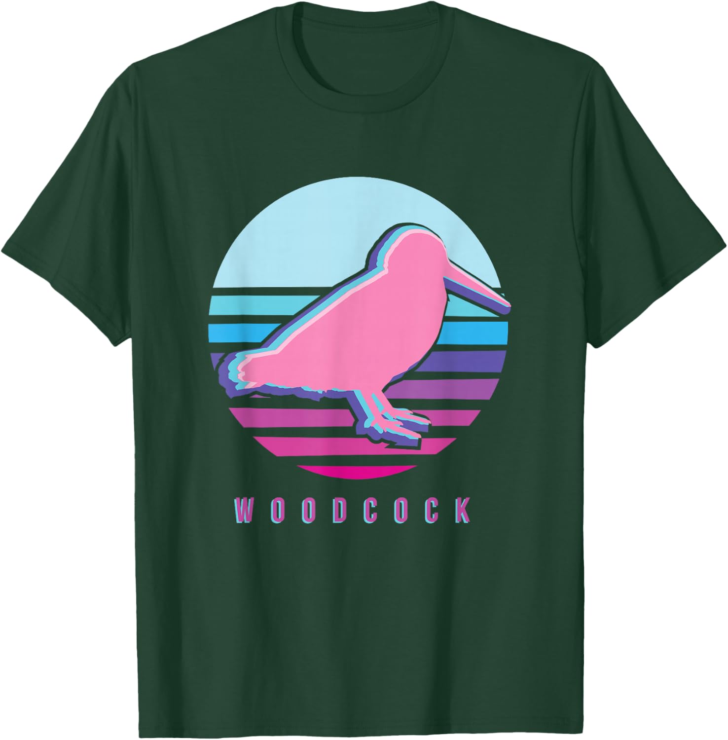 American Woodcock Bird Retro Vaporwave Unique Birding Gift T-Shirt - T-Shirt | Forest