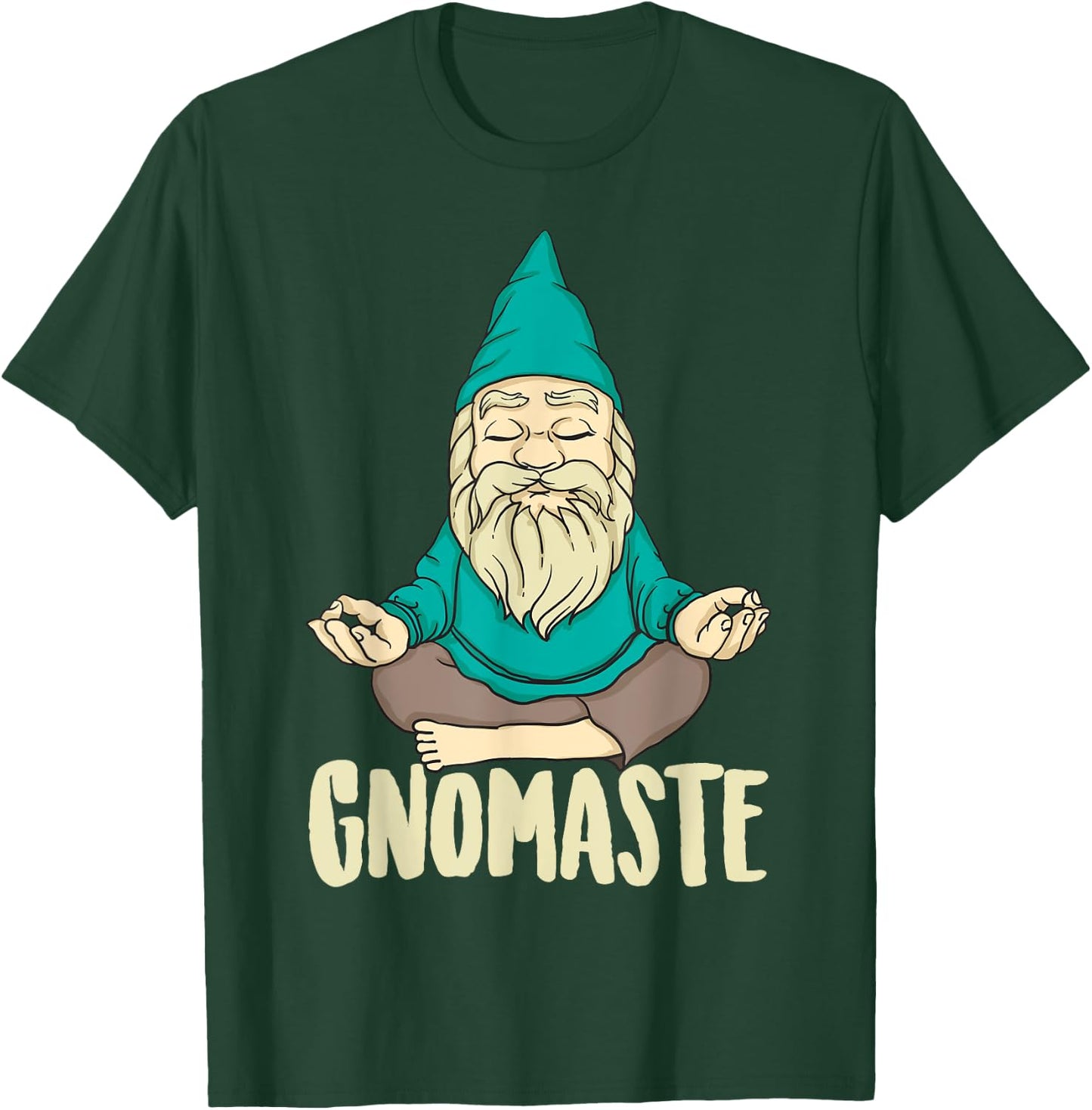 Cute Gnomaste Funny Meditating Gnome Gift Yoga Men Women T-Shirt - T-Shirt | Forest
