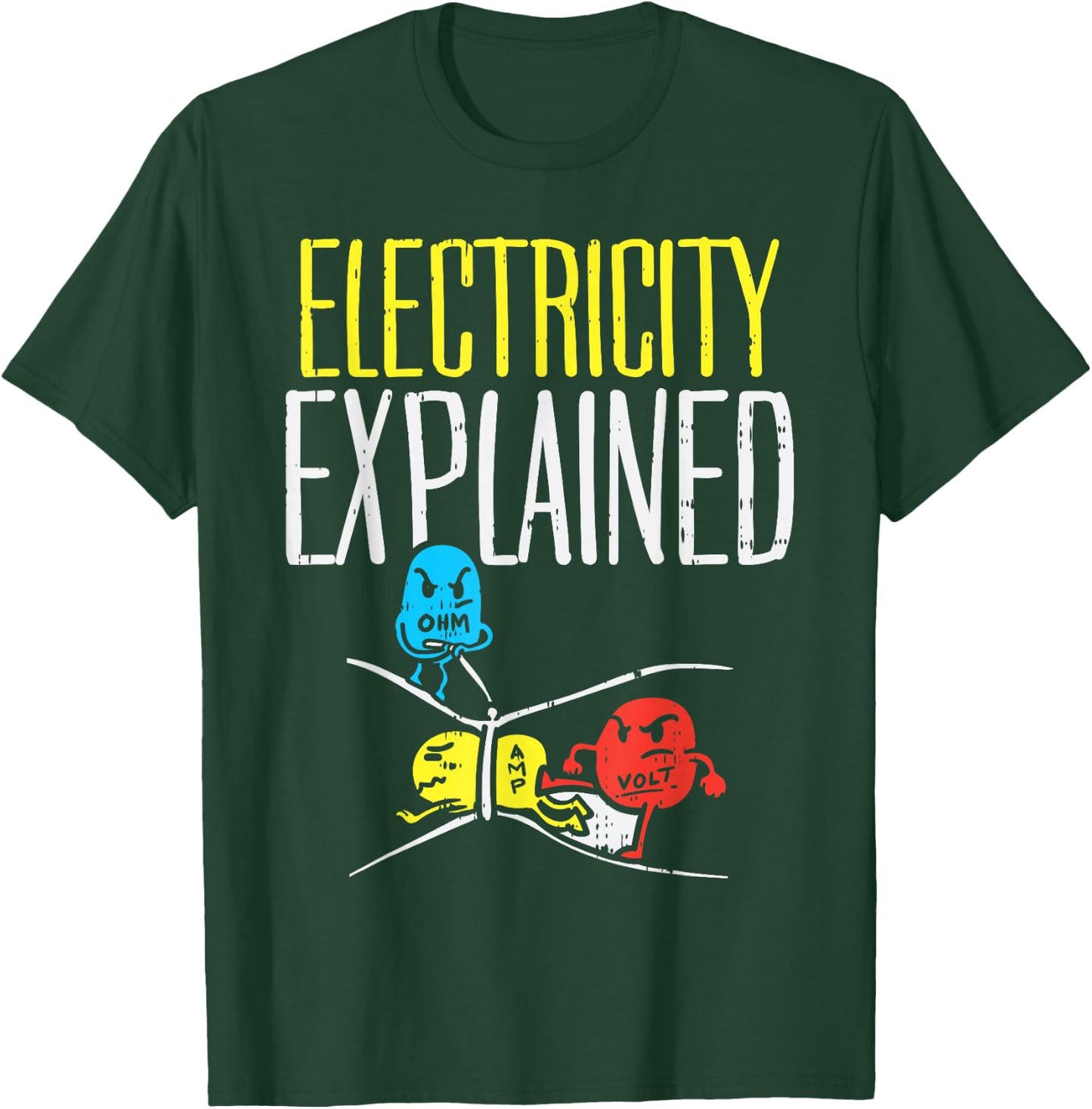 Electricity Explained Funny Electrician Teacher Nerd Gift T-Shirt - T-Shirt | Forest