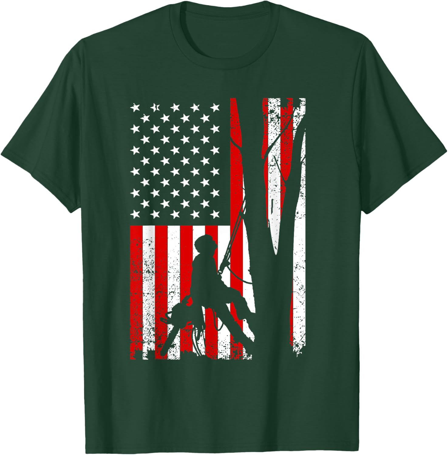 Funny American Flag Arborist Gift Cool Tree Lover T-Shirt - T-Shirt | Forest