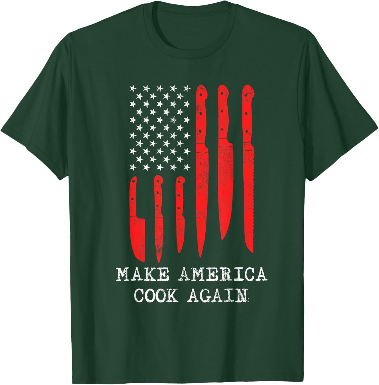 Funny Make America Cook Again Flag Different Knives Chef T-Shirt - T-Shirt | Forest