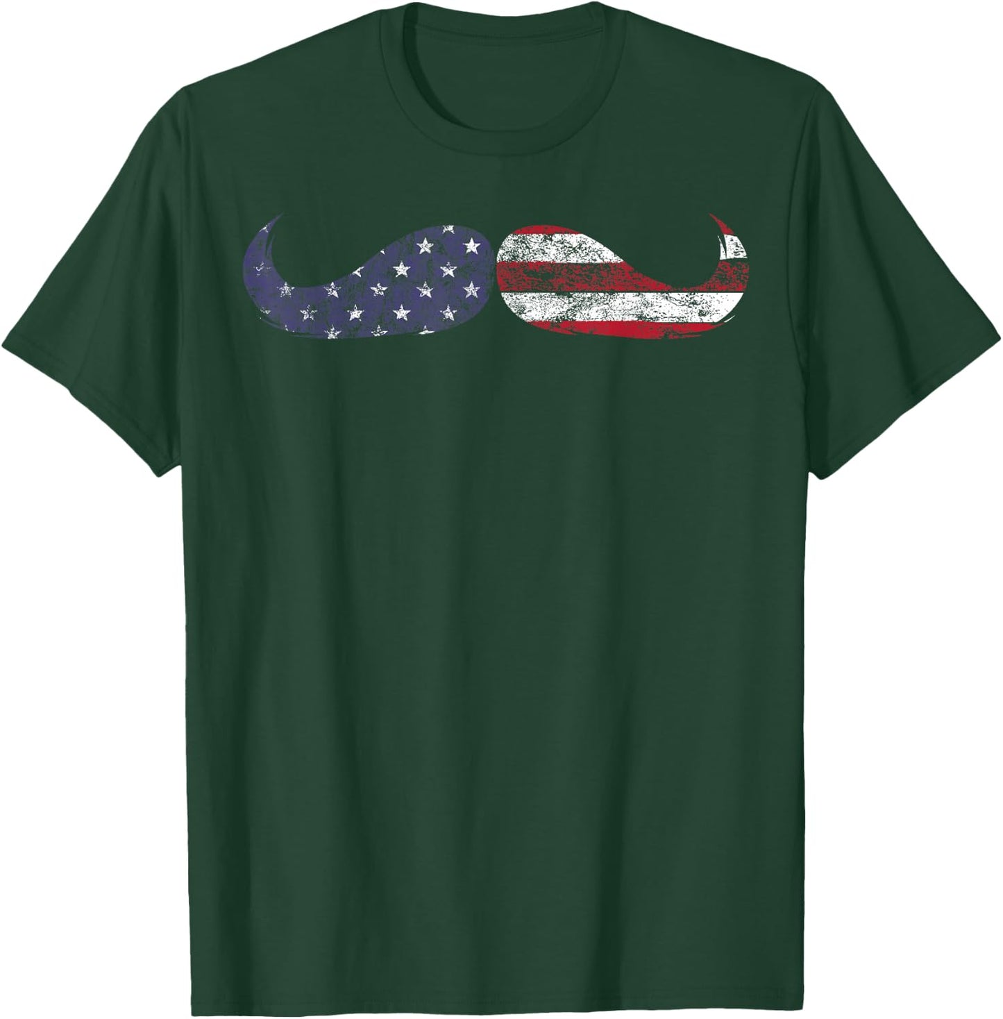 Patriotic USA Flag Mustache 4th of July for Facial Hair Fans T-Shirt - T-Shirt | Forest