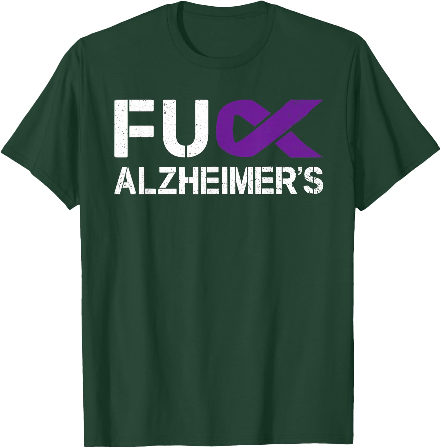 Fuck FU Alzheimer's Awareness Month Purple Ribbon Fighter T-Shirt - T-Shirt | Forest