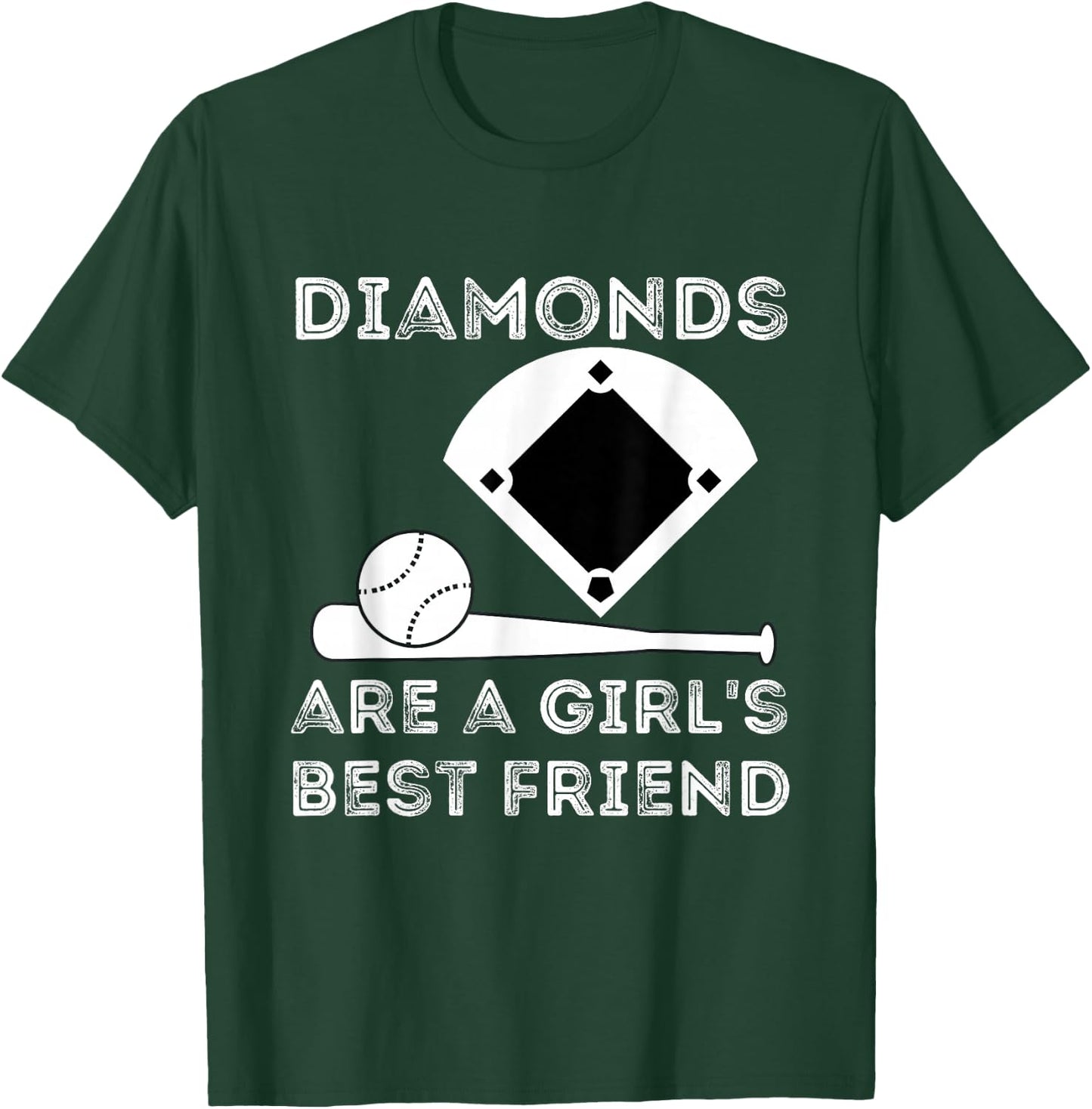 Diamonds Are A Girl's Best Friend - Baseball & Softball Fan T-Shirt - T-Shirt | Forest