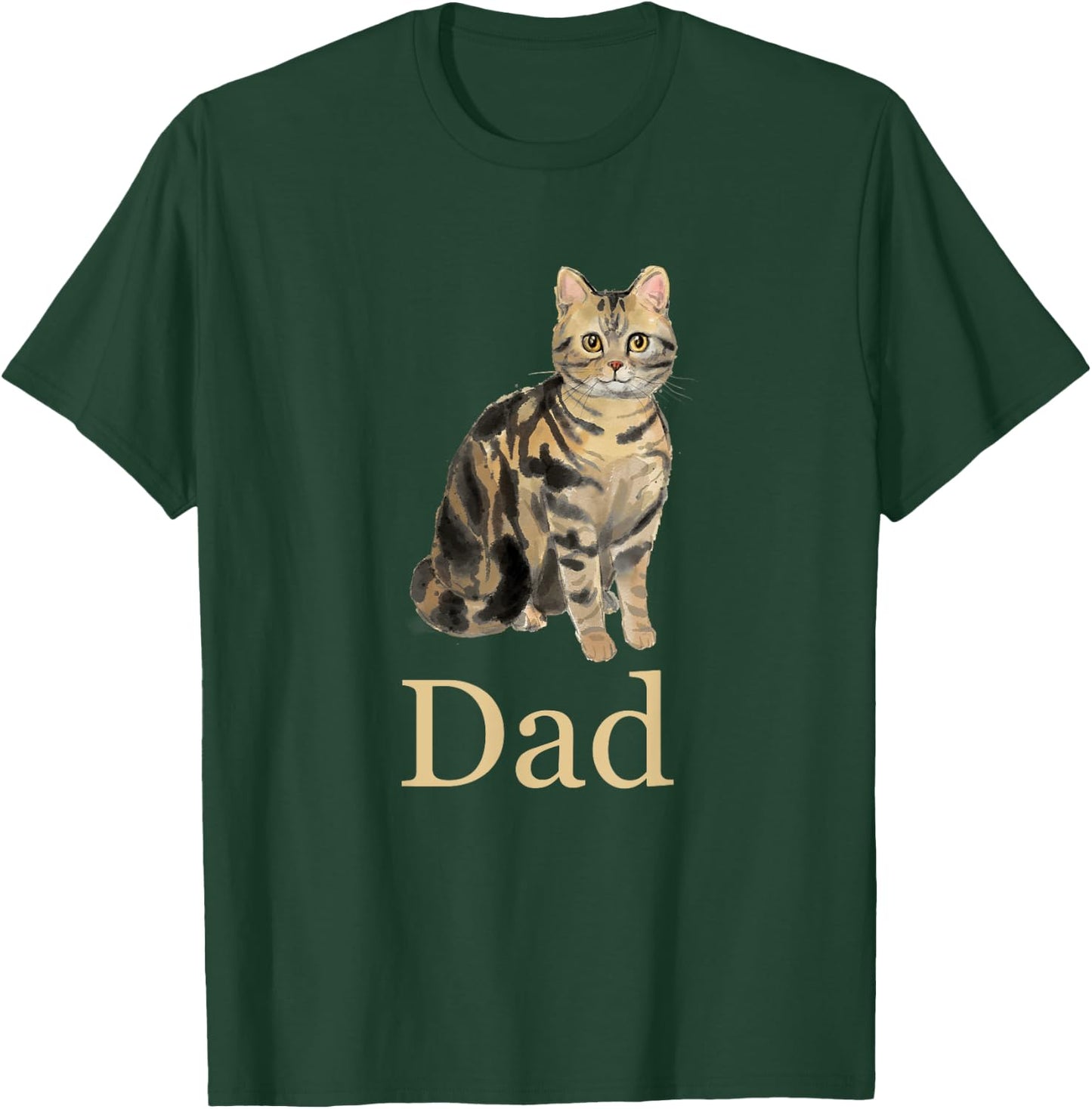 American Shorthair Brown Tabby Cat Dad Shirt Daddy Father Women Kids T-Shirt - T-Shirt | Forest